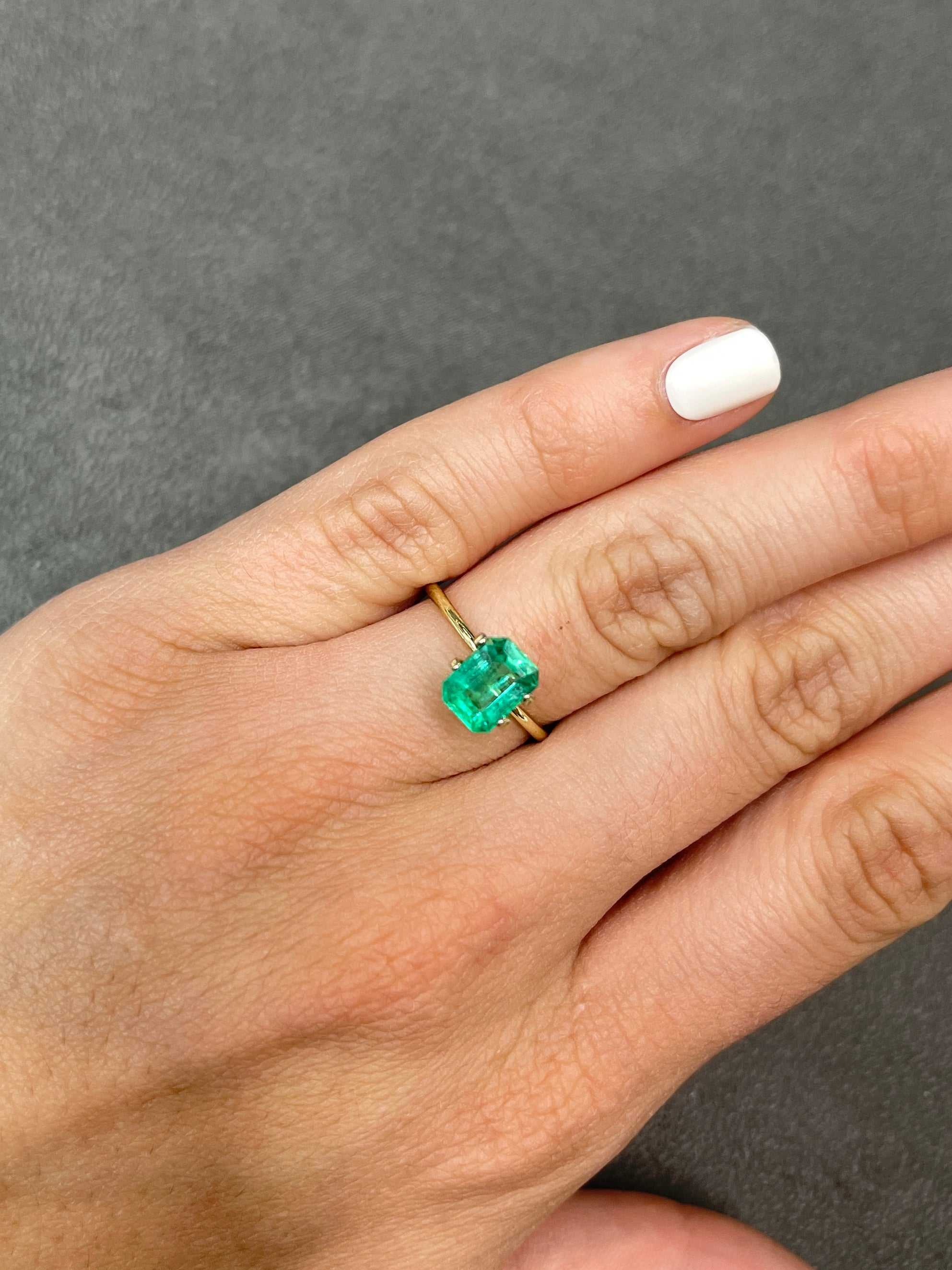 1.80 Carat Vivid Green Natural Loose Colombian Emerald - Emerald Cut Gemstone for Jewelry Making & Engagement Rings