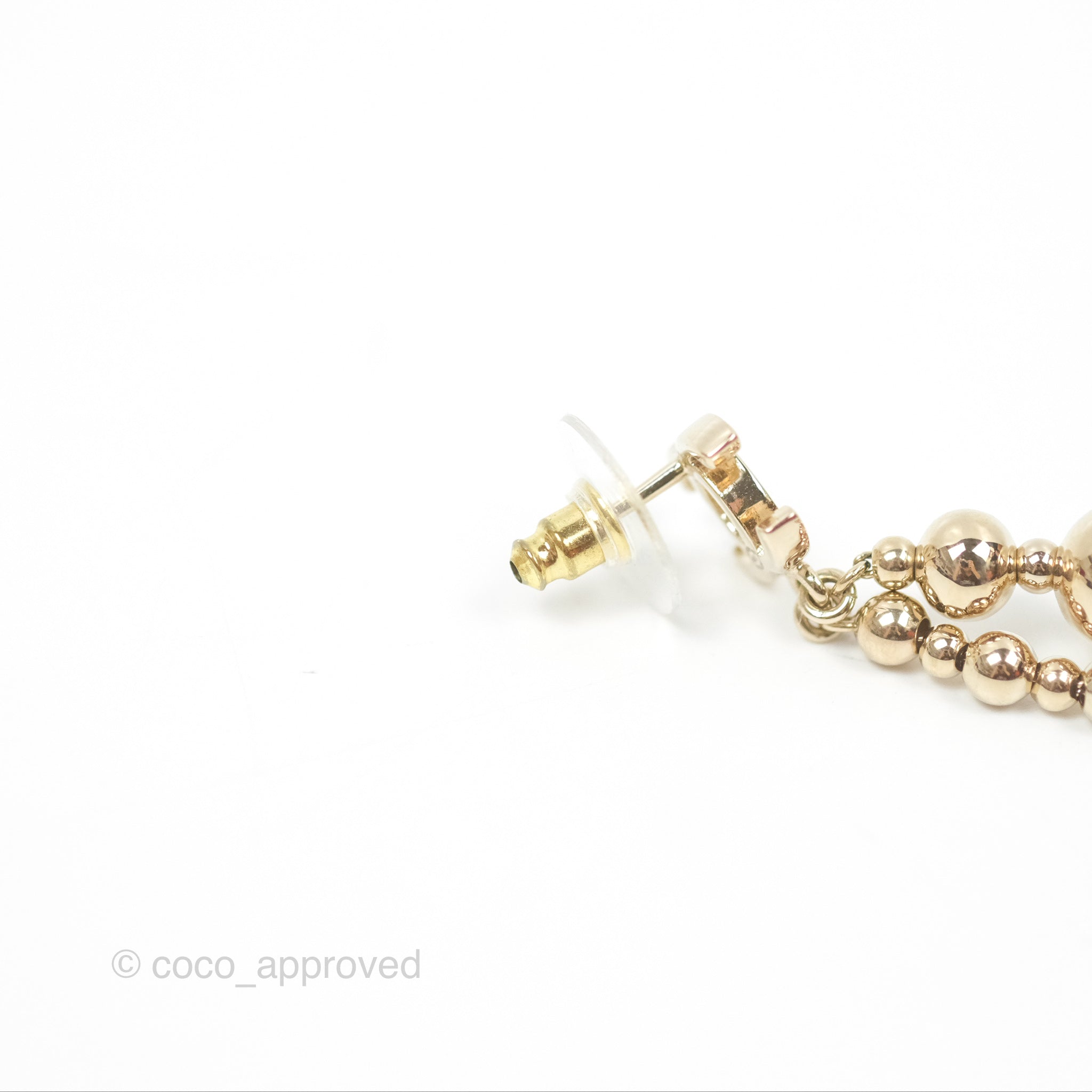 Chanel CC Bead Long Drop Earrings - Gold Tone 21S Collection | Luxury Fashion Jewelry for Women | Perfect for Parties, Weddings & Special Occasions