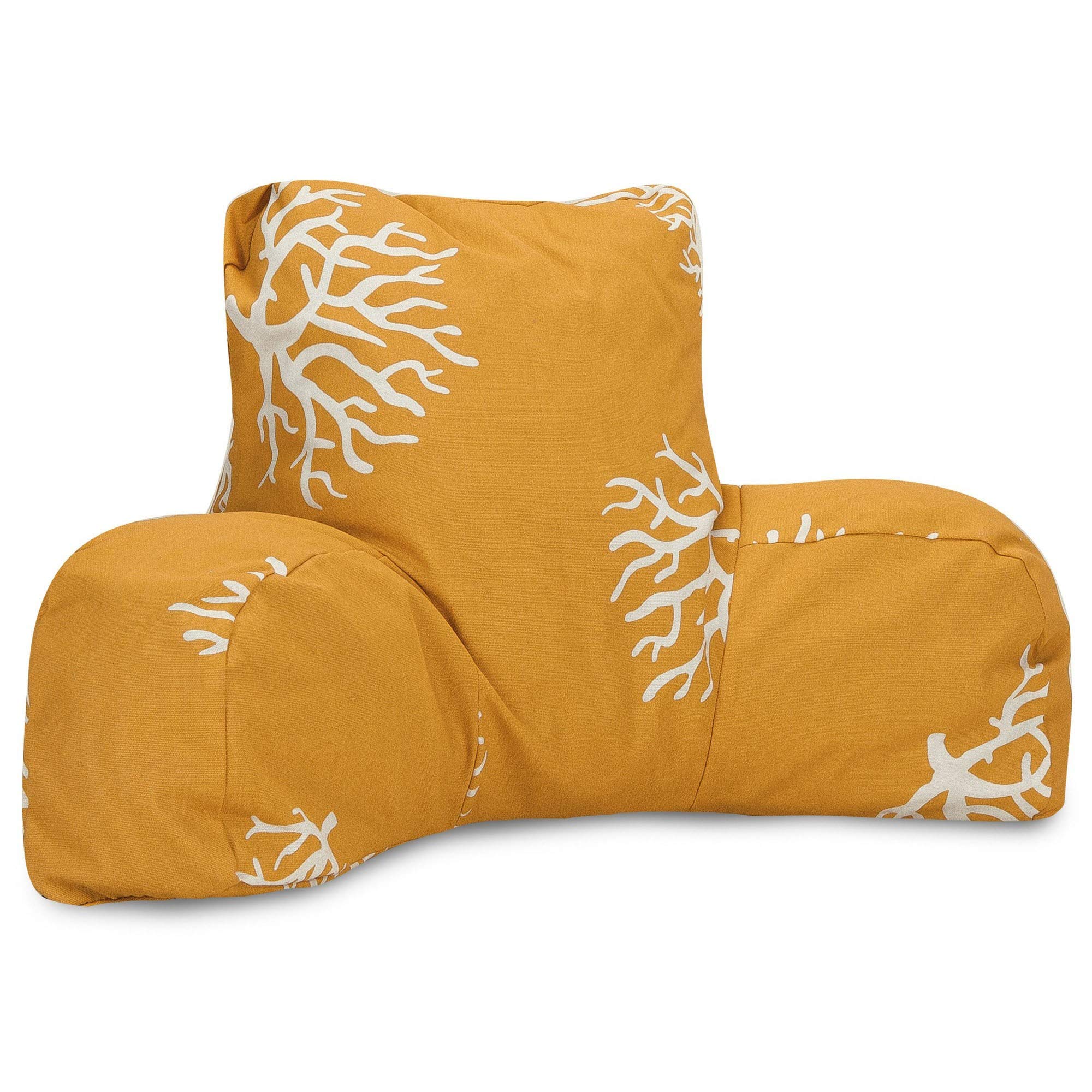 Majestic Home Goods Coral Reading Pillow - Soft Yellow Backrest Support for Bed, Sofa & Floor - Perfect for Reading, Gaming, Nursing & Relaxation