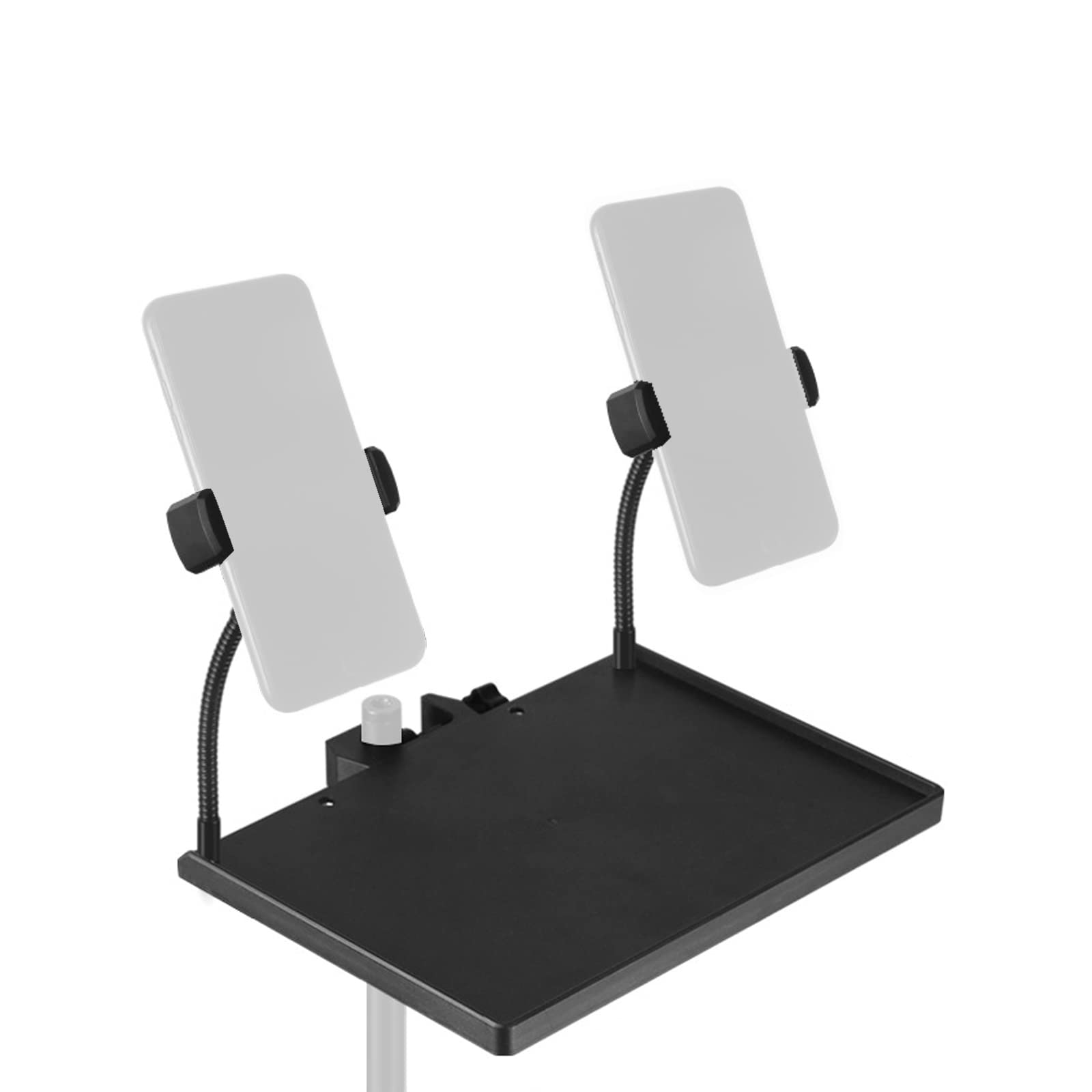 Rio VP Live Streaming Stand Tray - Dual Phone Holder & Mic Stand Tray for TikTok, YouTube, Podcasting - Perfect for Live Streaming, Stage Performances & Recording Studios (MO-ZJ0001)