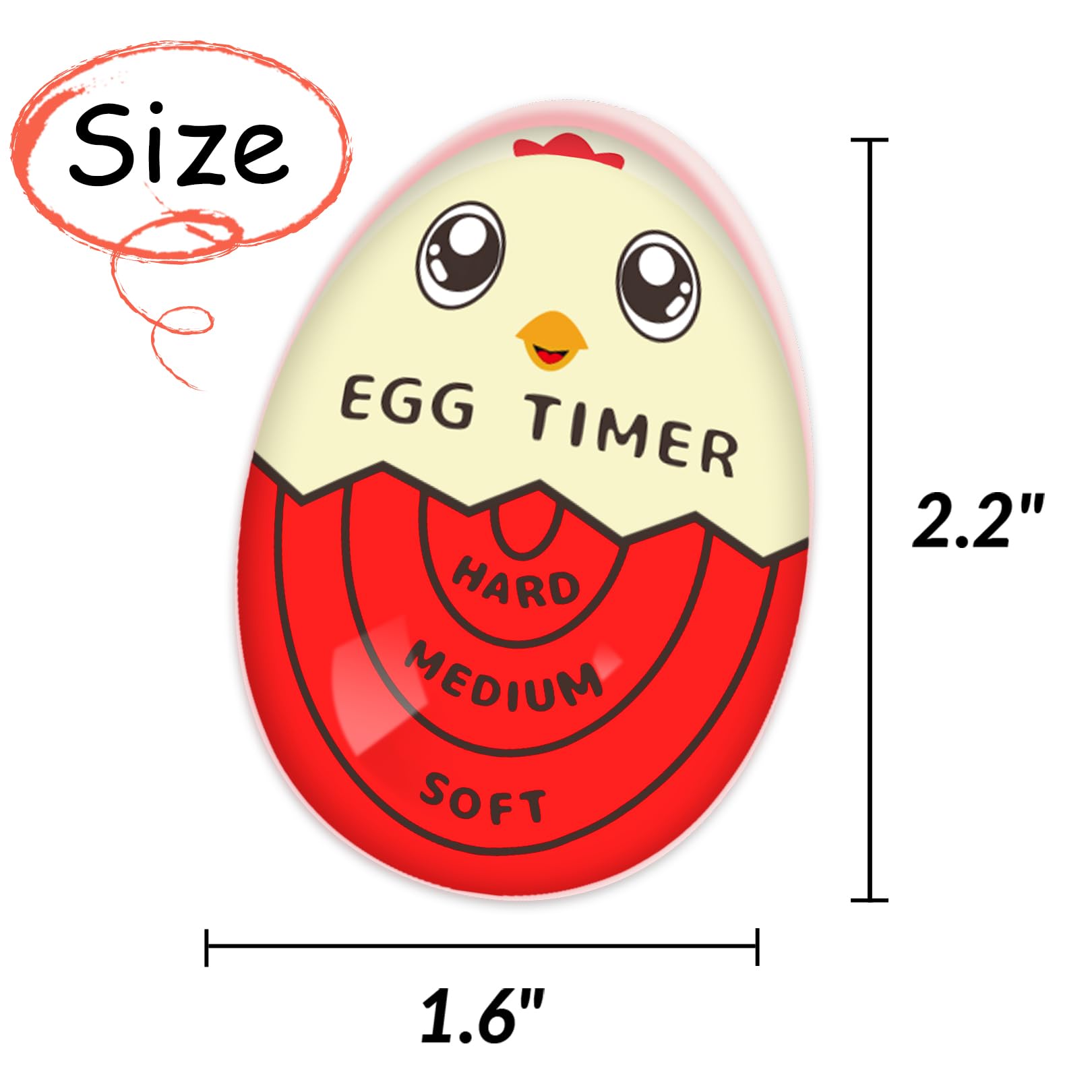 Lasubst Color Changing Egg Timer for Perfectly Boiled Eggs - Red - Kitchen Gadget for Cooking, Breakfast & Meal Prep