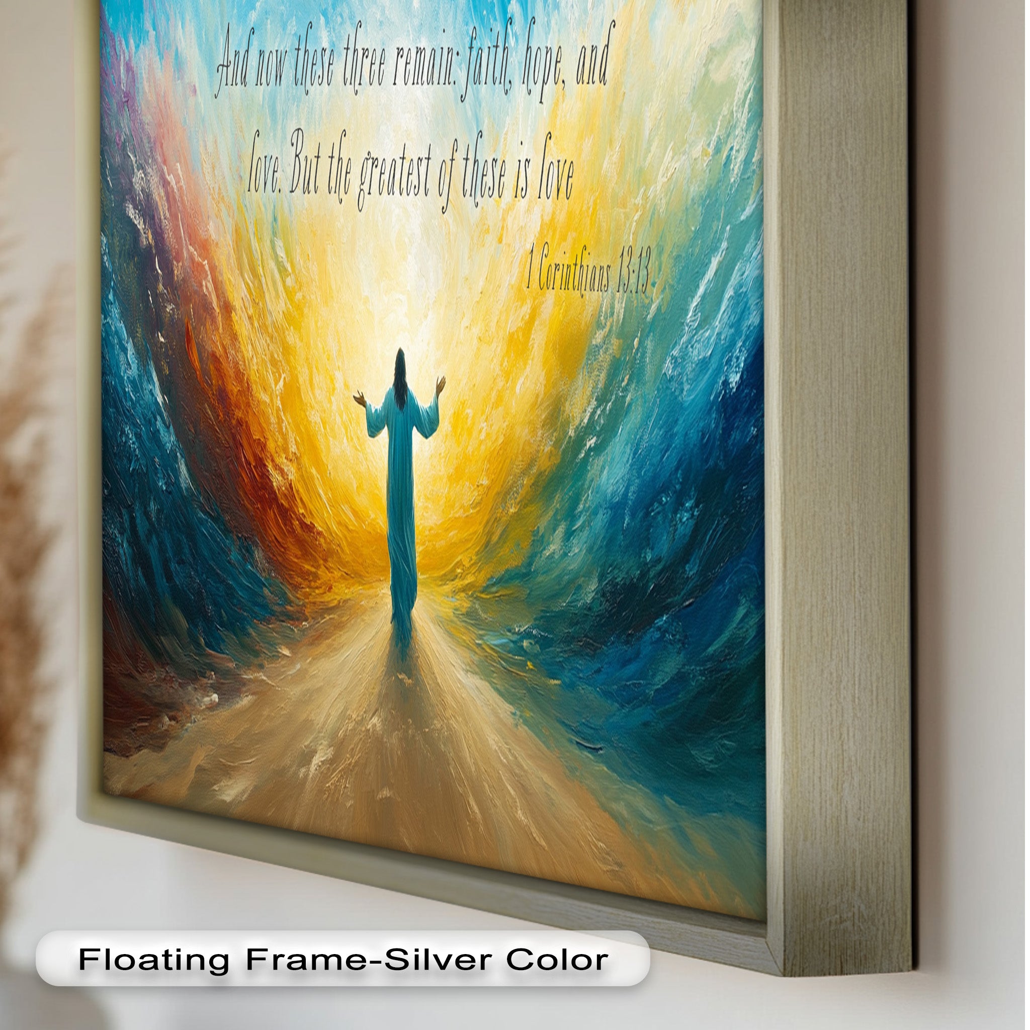 1 Corinthians 13:13 Faith Hope Love Bible Verse Oil Painting - Christian Home Decor, Church Wall Art, Inspirational Gift for Weddings & Baptisms