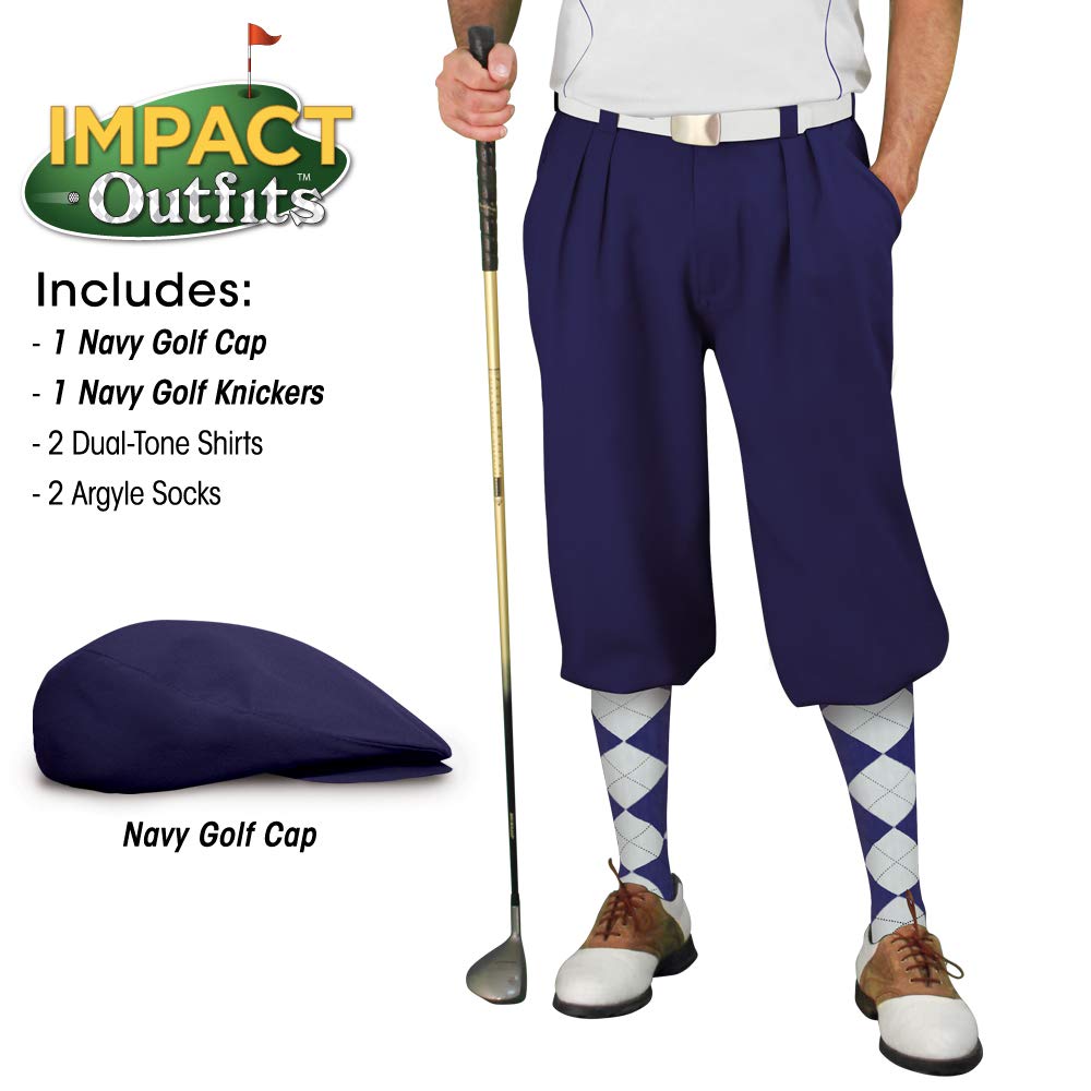 Premium Impact Golf Outfits for Men - Navy Blue Performance Polo & Pants Set - Perfect for Golf Tournaments, Country Club Wear & Casual Summer Sports