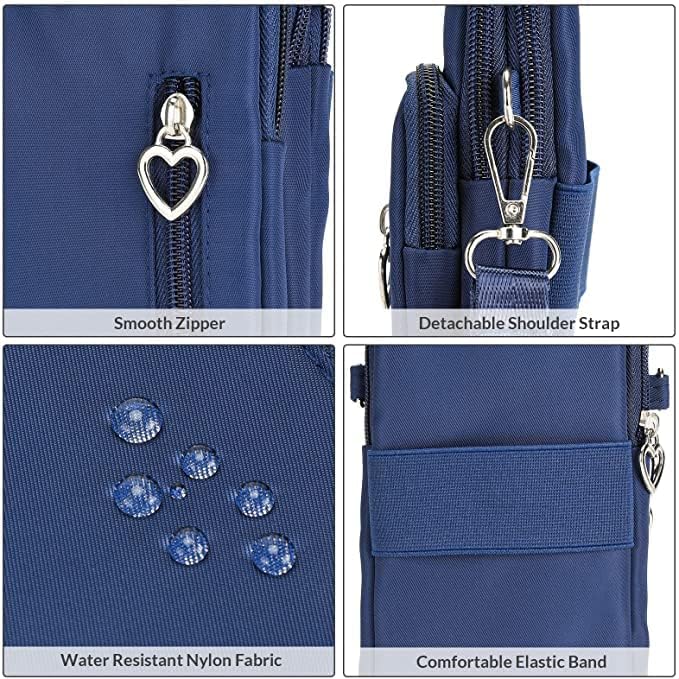 Women's Crossbody Cell Phone Purse - Sporty Wristband Armband Wallet Bag with Zipper - Nylon Handbags for Running, Gym, Travel & Everyday Use