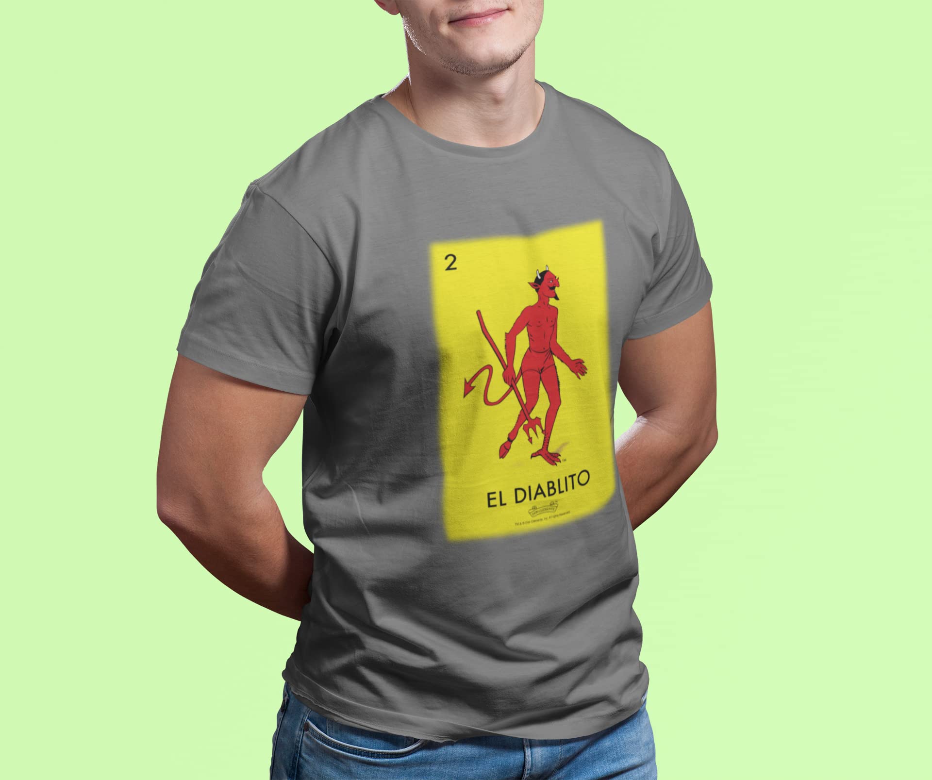 Pop Threads El Diablito Devil Loteria Card Mexican Graphic T-Shirt for Men - Cool Latino Cultural Tee for Parties, Cinco de Mayo & Hispanic Heritage Celebrations