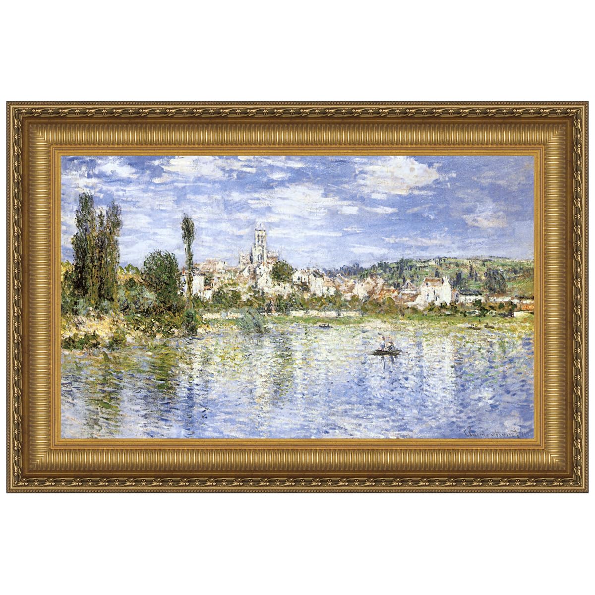 Design Toscano Vetheuil in Summer, 1880 - Hand-Painted Canvas Art Reproduction - Small Wall Decor for Living Room, Bedroom & Office