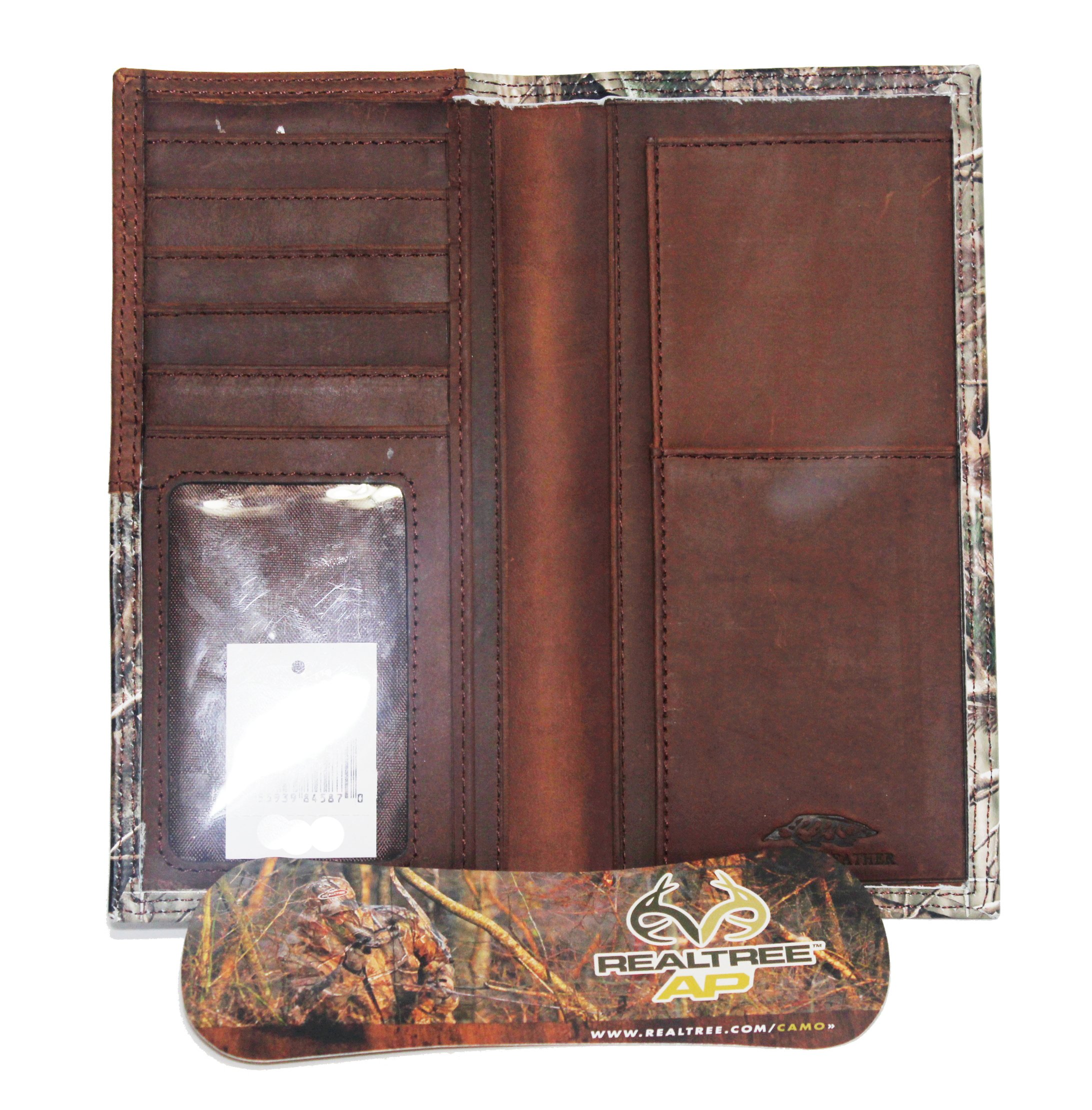 Custom Leather Wallet with Camo Inlay & Buck Concho - Handmade Genuine Leather Bifold Wallet for Men - Perfect for Outdoor, Hunting & Everyday Carry (EDC)