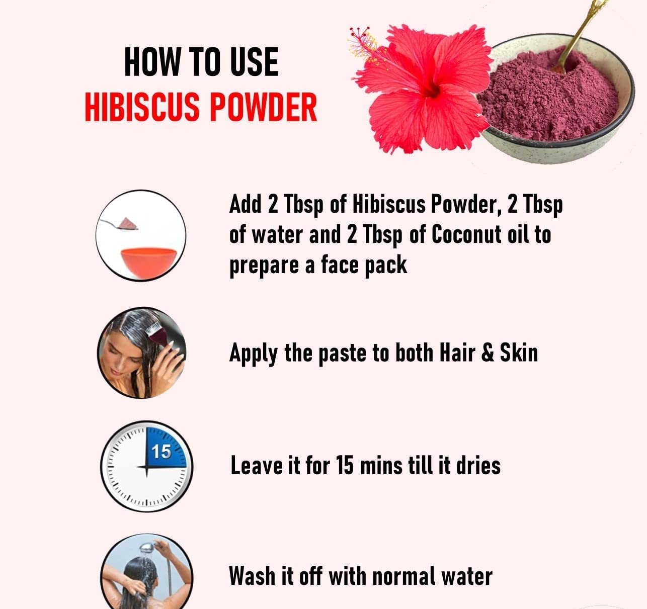 Organic Hibiscus Flower Powder - 200g | Natural Gudhal Powder for Hair & Skin Care | DIY Hair Mask & Face Pack for Healthy Growth & Glow | Herbal Supplement for Beauty Routines