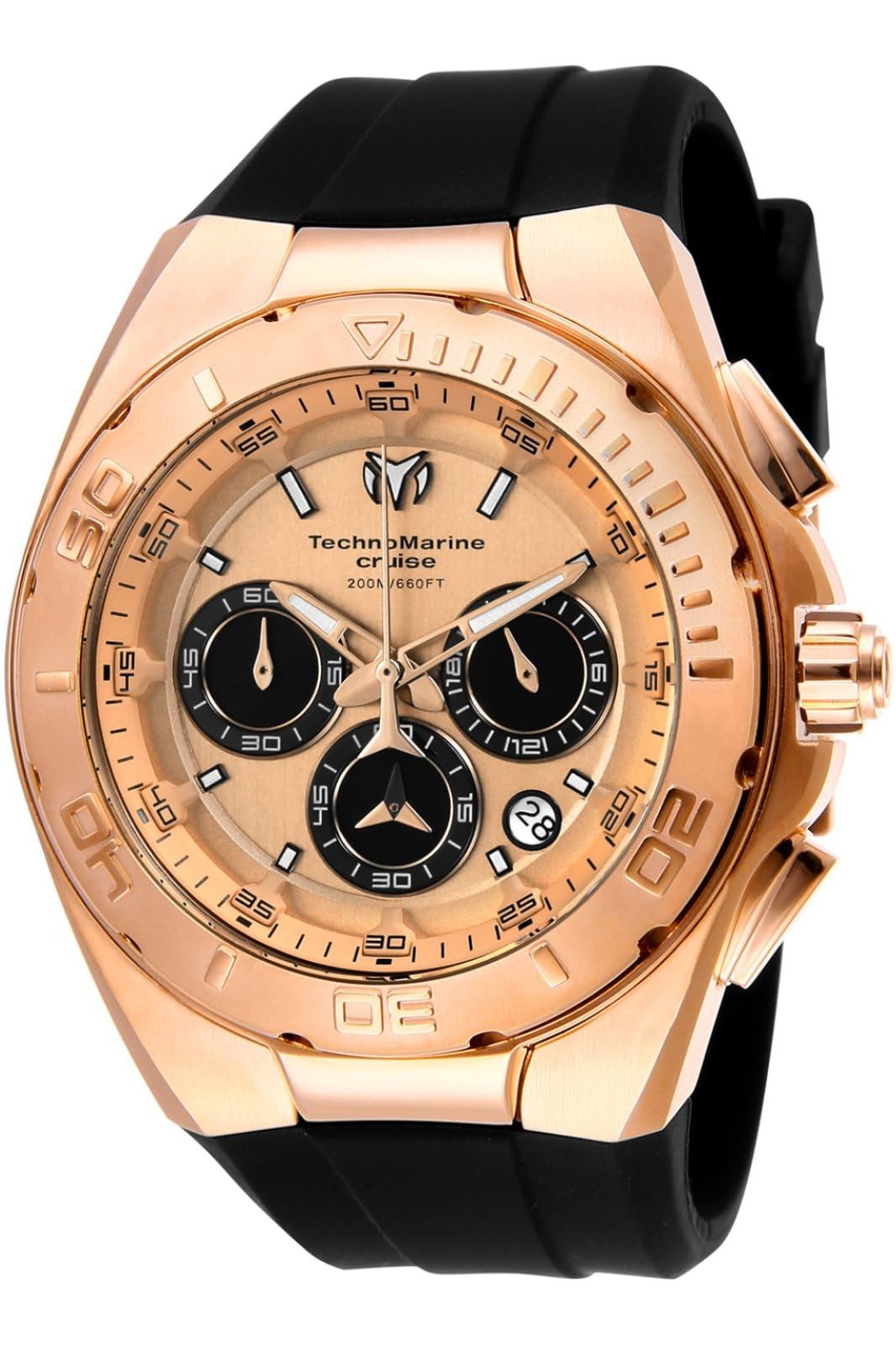 Technomarine Men's Cruise Silicone & Rose Gold Quartz Watch TM-115346 - Stylish Waterproof Watch for Swimming, Diving & Everyday Wear