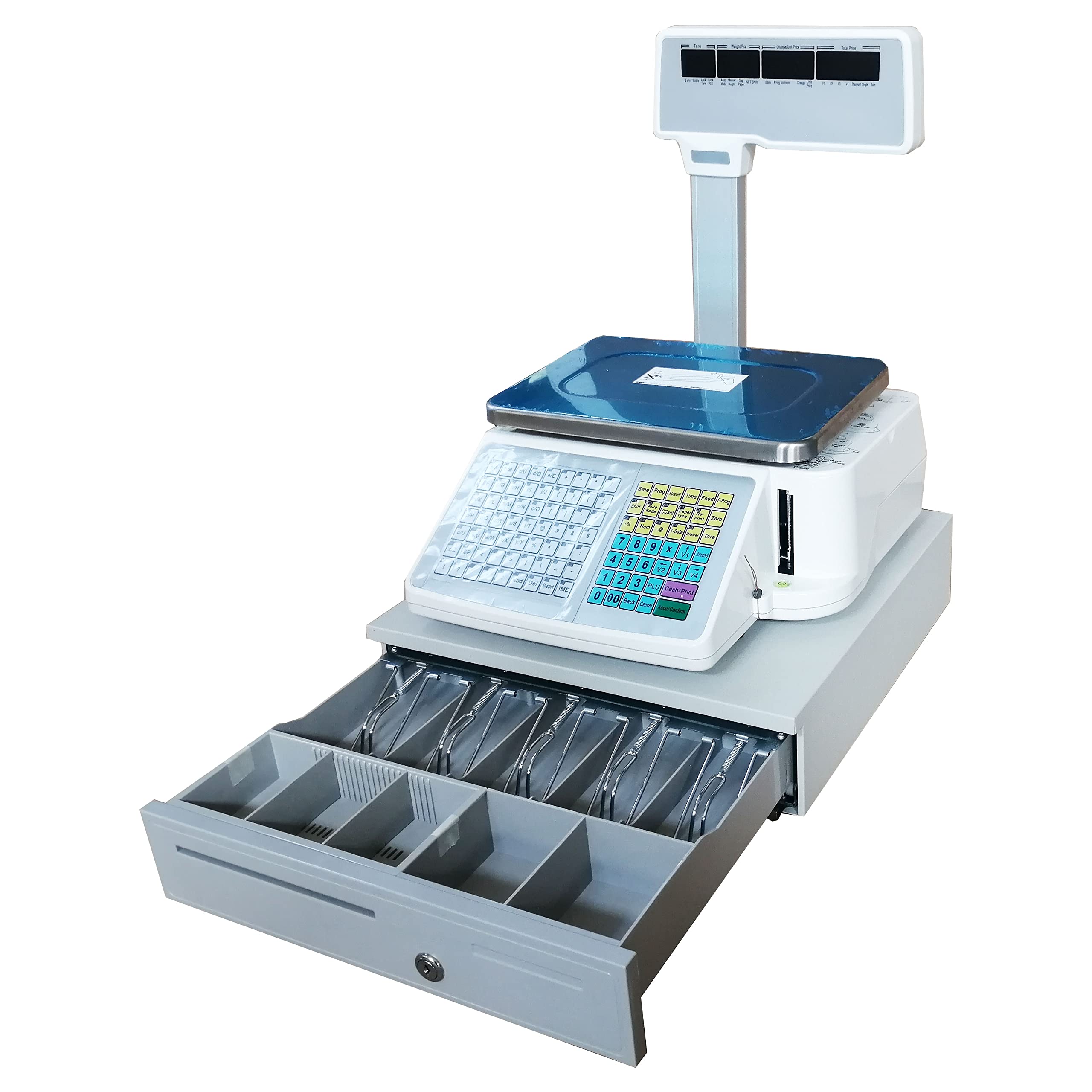 110V Digital Price Computing Scale with Thermal Printer - 66LB Capacity Electronic Scale for Supermarkets, Barcode Label Printing, Money Box & 400 Sheets Thermal Labels - Perfect for Retail, Grocery Stores & Inventory Management