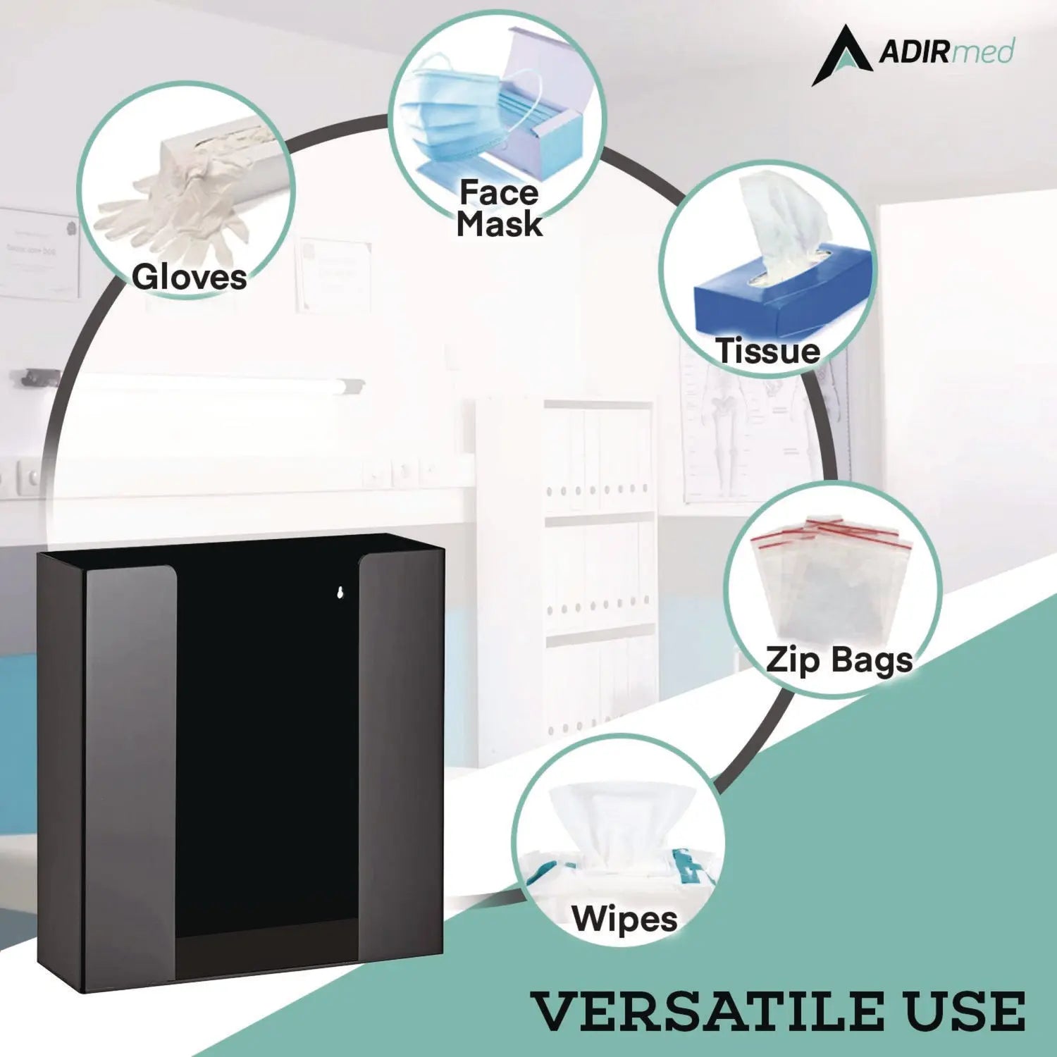AdirMed Acrylic Glove Dispenser - Double Box Capacity (10.2