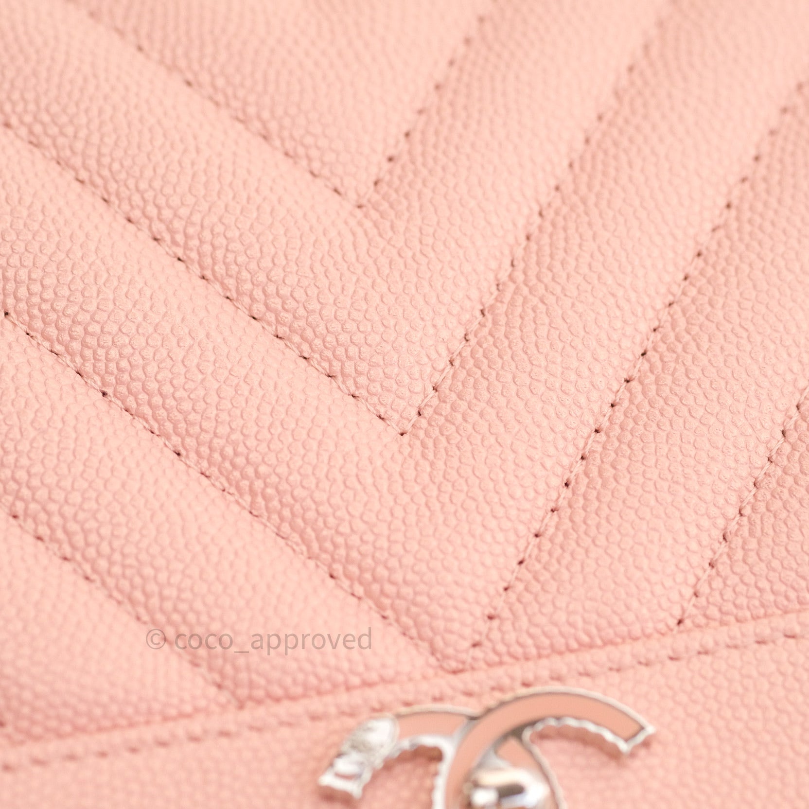 Chanel Chevron Wallet on Chain WOC Rose Gold Caviar Leather with Silver Hardware - Perfect for Evening Events & Luxury Fashion Accessories