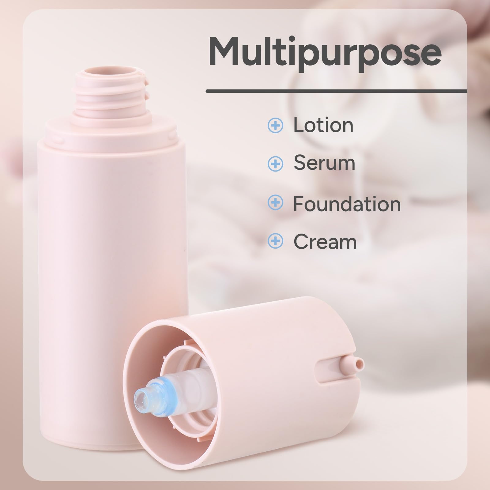 1 oz Airless Pump Bottles for Travel - Leak-Proof Plastic Lotion Containers (3-Pack, Multicolor) | Perfect for Skincare, Moisturizers, Serums & Cosmetics On-The-Go