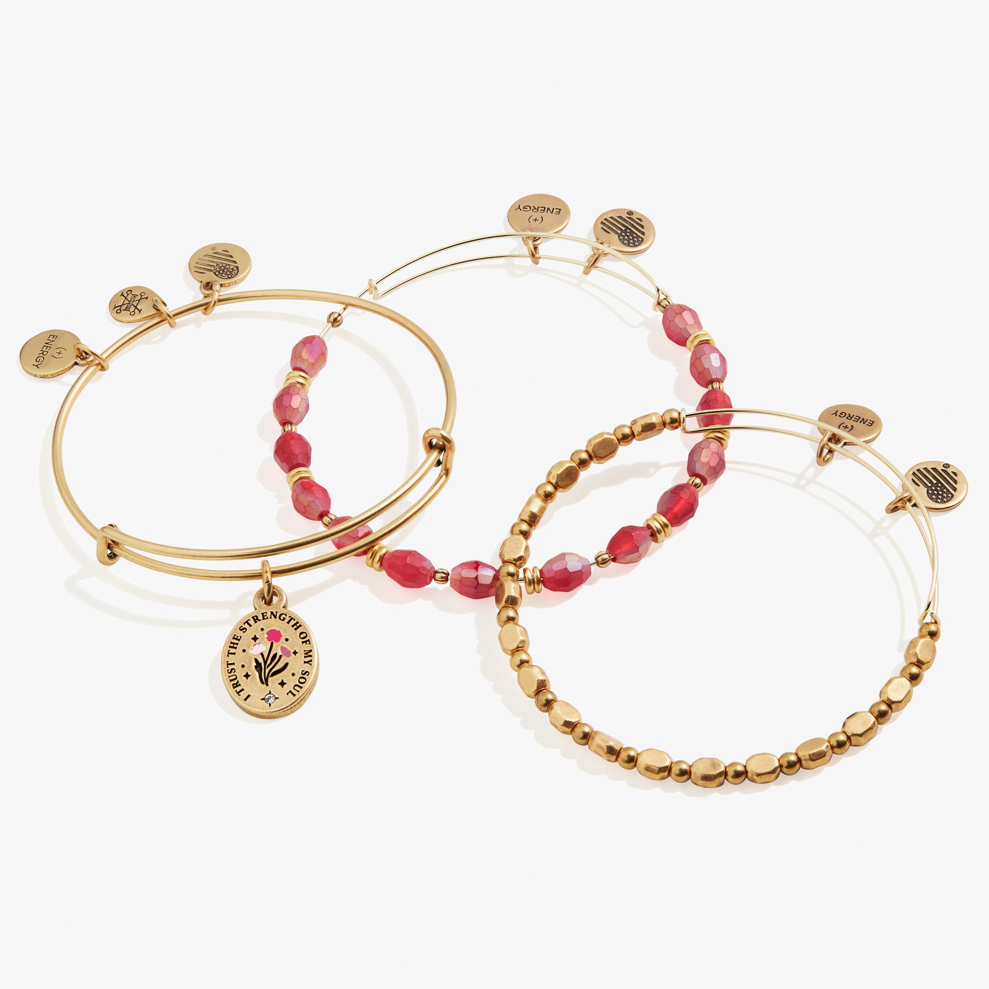 Stylish 'I Trust the Strength of My Soul' Charm Bangles - Set of 3 for Women | Spiritual Jewelry for Daily Wear, Meditation & Positive Affirmations