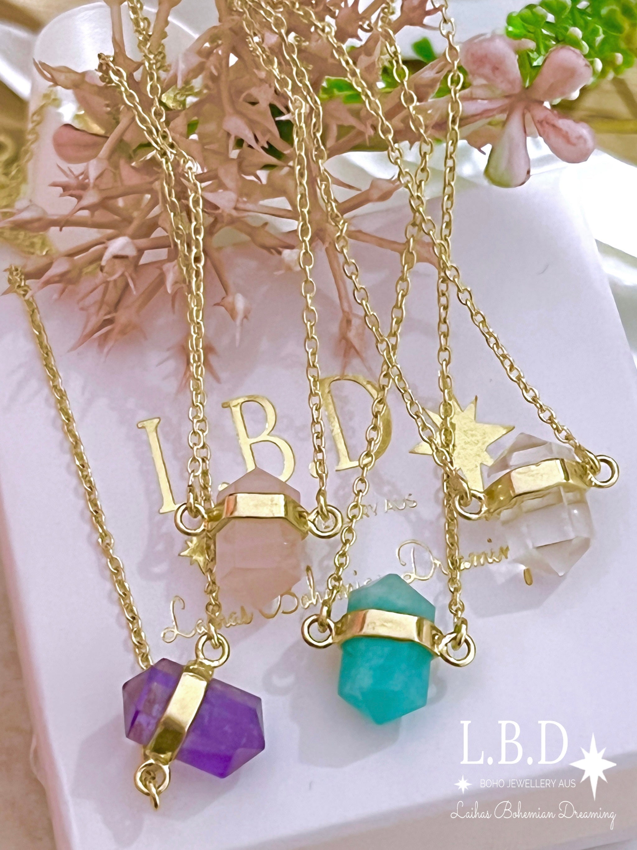 Amazonite Crystal Necklace for Women - Gold Plated Healing Stone Jewelry for Positive Energy & Stress Relief - Perfect for Meditation, Yoga & Spiritual Gifts