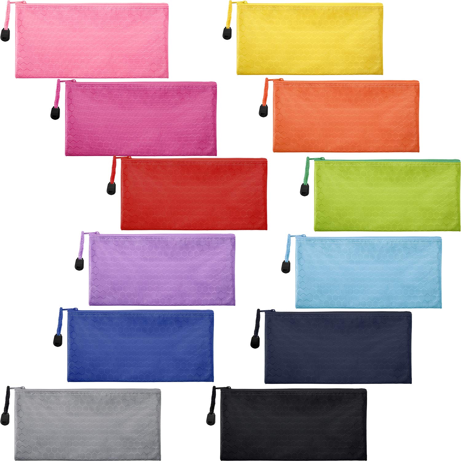 JOVITEC 12-Piece Waterproof Zipper Pencil Pouch Set - Multi-Purpose Cosmetic Makeup Bag, Office School Supplies Organizer & Travel Accessories Storage - Perfect for Students, Professionals & Travelers