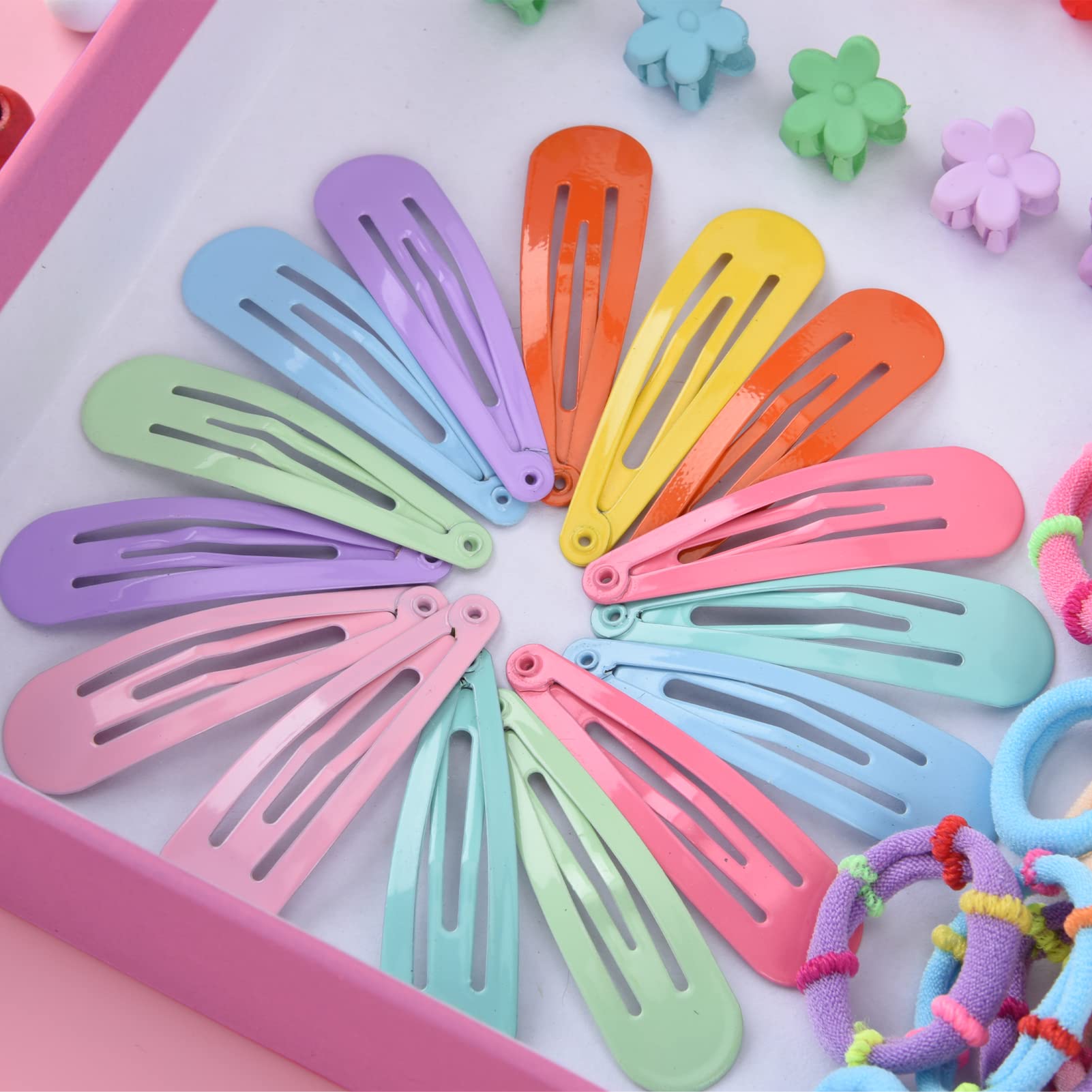 FRIUSATE 880pcs Girls Hair Clips & Hair Ties Set for School & Party