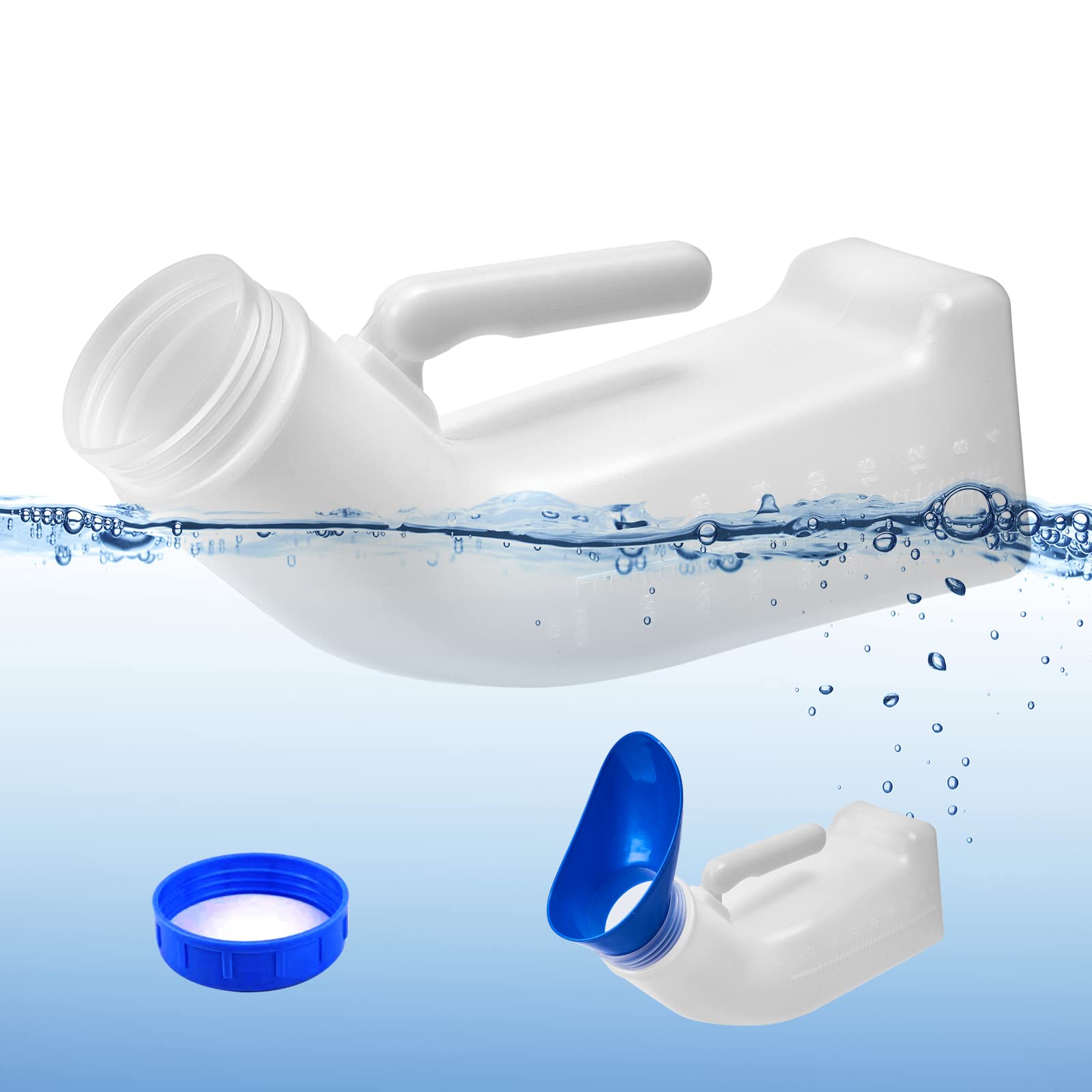 2 Packs Portable Urinals with Screw Cap & Funnel - Unisex Bedpan for Travel, Camping, Car Trips & Home Care - Convenient for Outdoor Adventures & Medical Needs