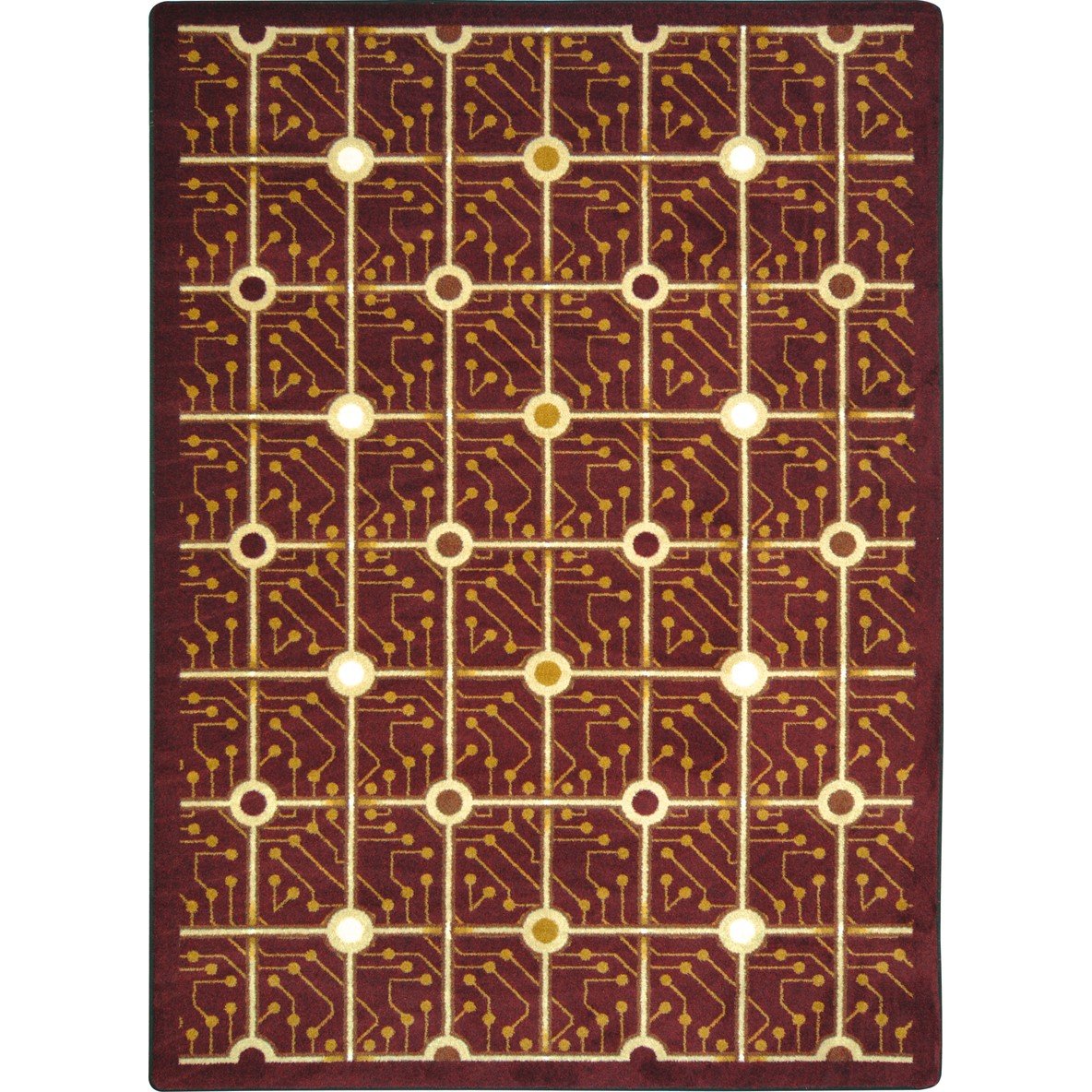 Joy Carpets Kaleidoscope Electrode Whimsical Area Rugs - Burgundy Red Kids Playroom & Nursery Rug - Soft Non-Slip Floor Mat for Bedroom, Living Room, Dorm Decor