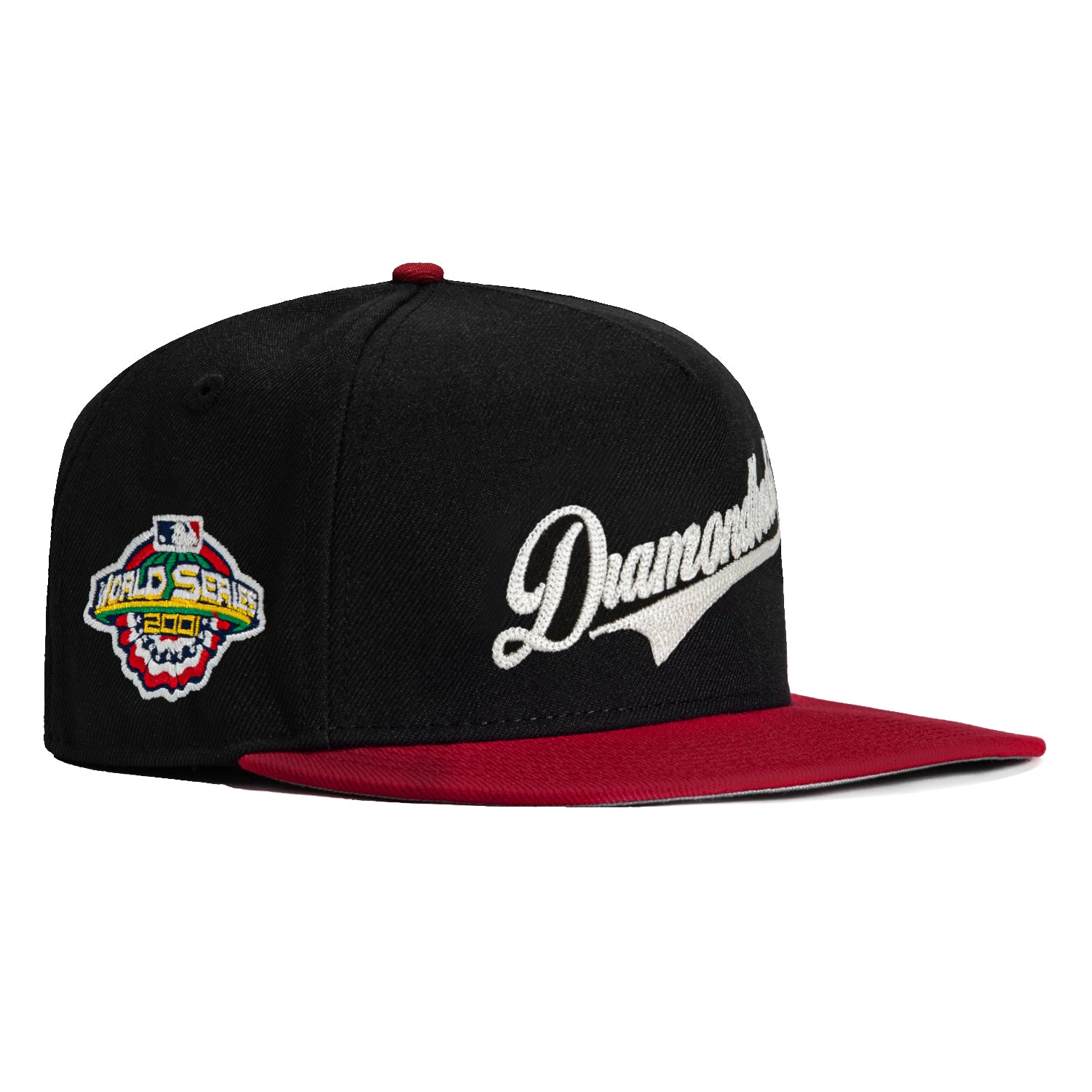 New Era 59Fifty A-Frame Glow Chain Stitch Arizona Diamondbacks 2001 World Series Patch Snapback Hat - Black & Sedona Red | Vintage Baseball Cap for Fans, Collectors & Streetwear Fashion | Perfect for Games, Concerts & Casual Outfits