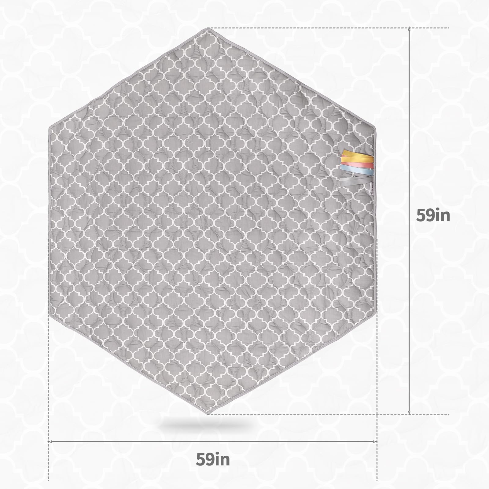 Hexagonal Baby Play Mat 59 Inch - Non-Slip Kids Play Yard Mat for POP N GO & California Beach Co Playpens | Portable with Carry Bag | Visual Stimulation Toy for Infants & Toddlers | Perfect for Indoor Playrooms, Daycare Centers & Outdoor Picnics