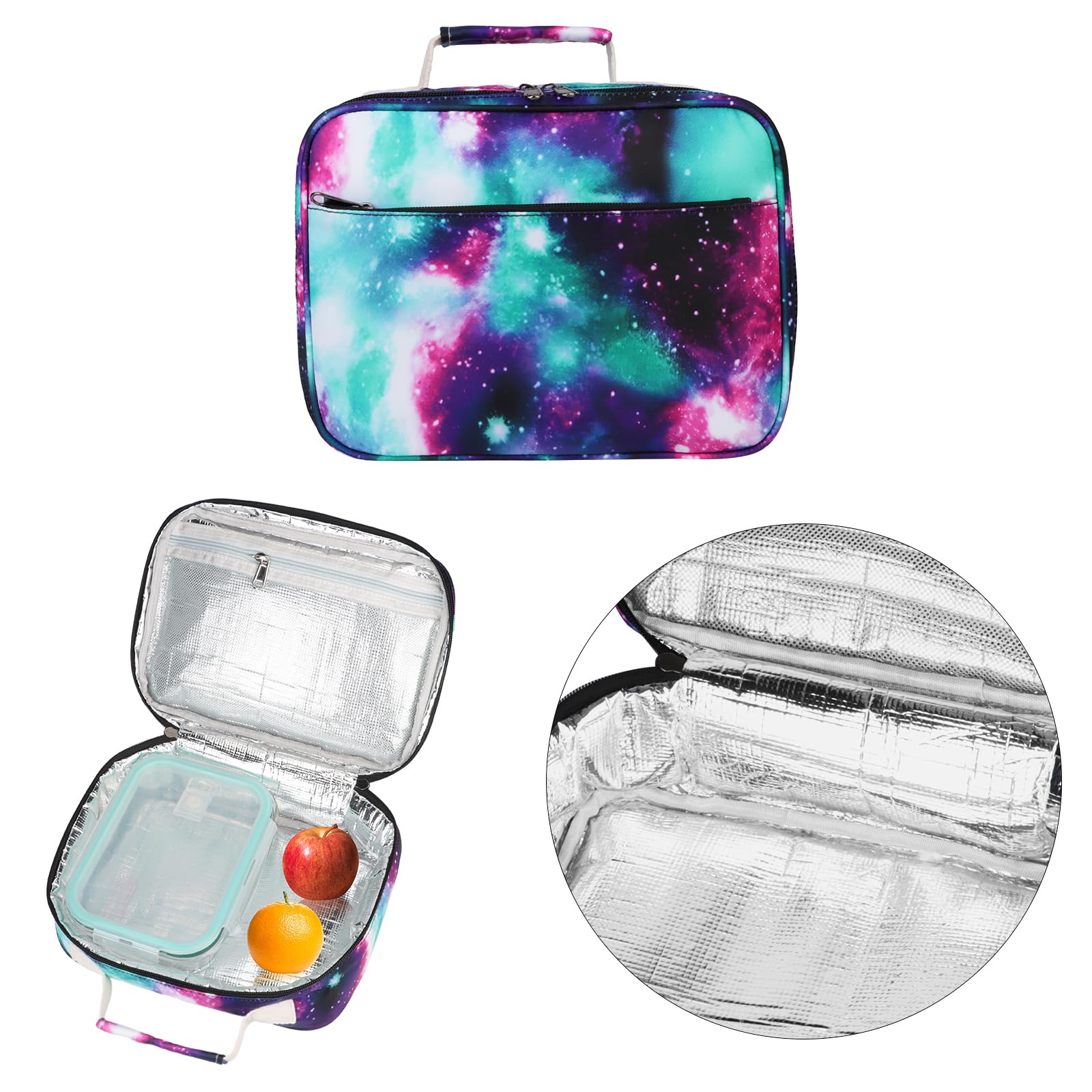 Lightweight School Backpack for Teen Girls & Women - Galaxy Green Bookbag with Lunch Box Set | Durable Daypack for School, College, Travel & Daily Use
