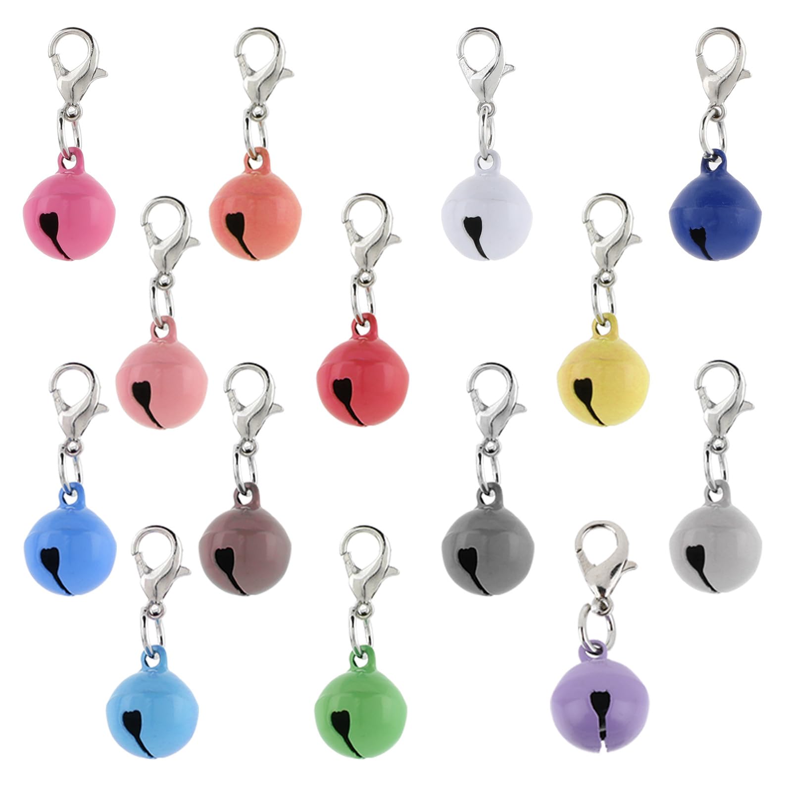 14 Pack Colorful Pet Collar Bells with Clasps - Round Safety Bells for Cat & Dog Collars - Durable Pet Accessories for Cats, Dogs, Puppies (Ideal for Outdoor Adventures & Nighttime Visibility)