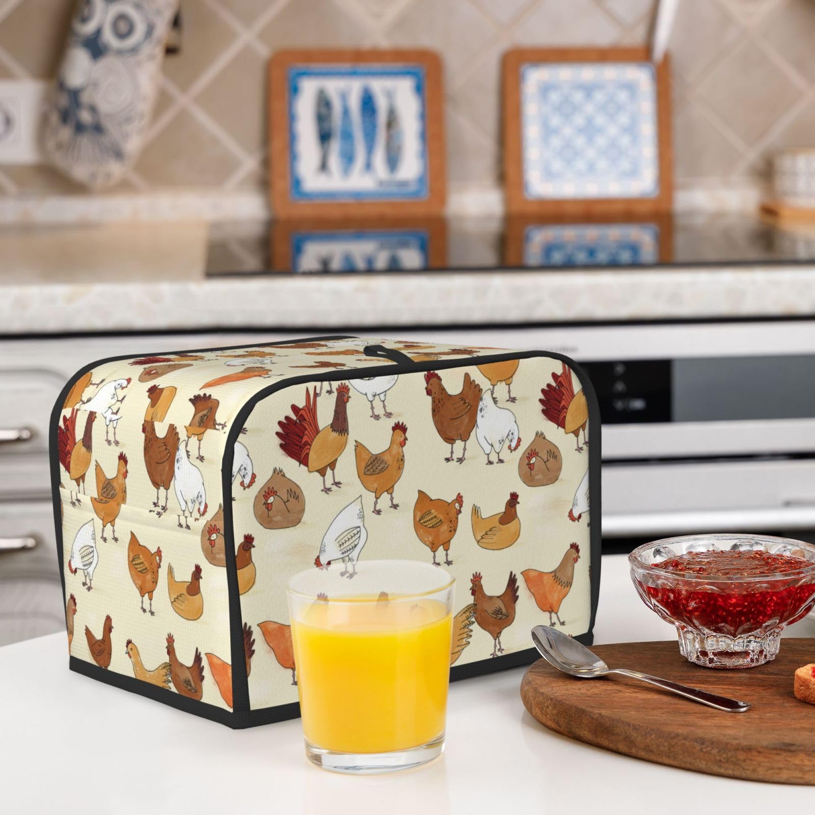 Quilted Polyester Toaster Cover with Pockets - 2 Slice Dust-Proof Kitchen Appliance Protector for Toasters & Small Microwaves | Perfect Women's Gift for Home & Kitchen Decor