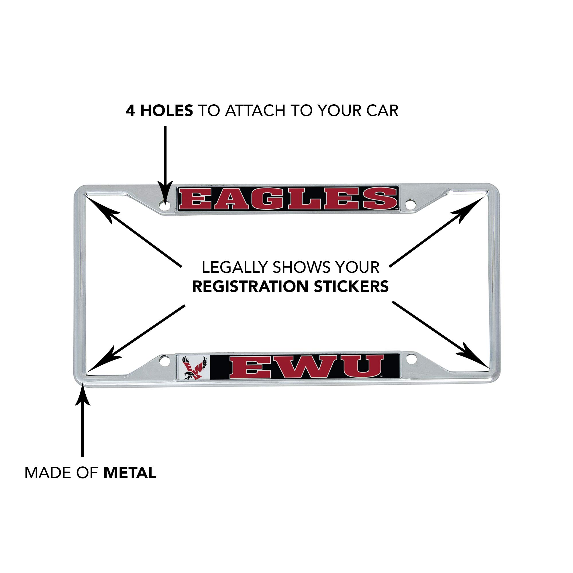 EWU Eagles Metal License Plate Frame - Desert Cactus Design Car Accessories for Front or Rear Bumper | Perfect for EWU Alumni, Fans & Graduation Gifts | Show School Spirit on Campus or Game Day