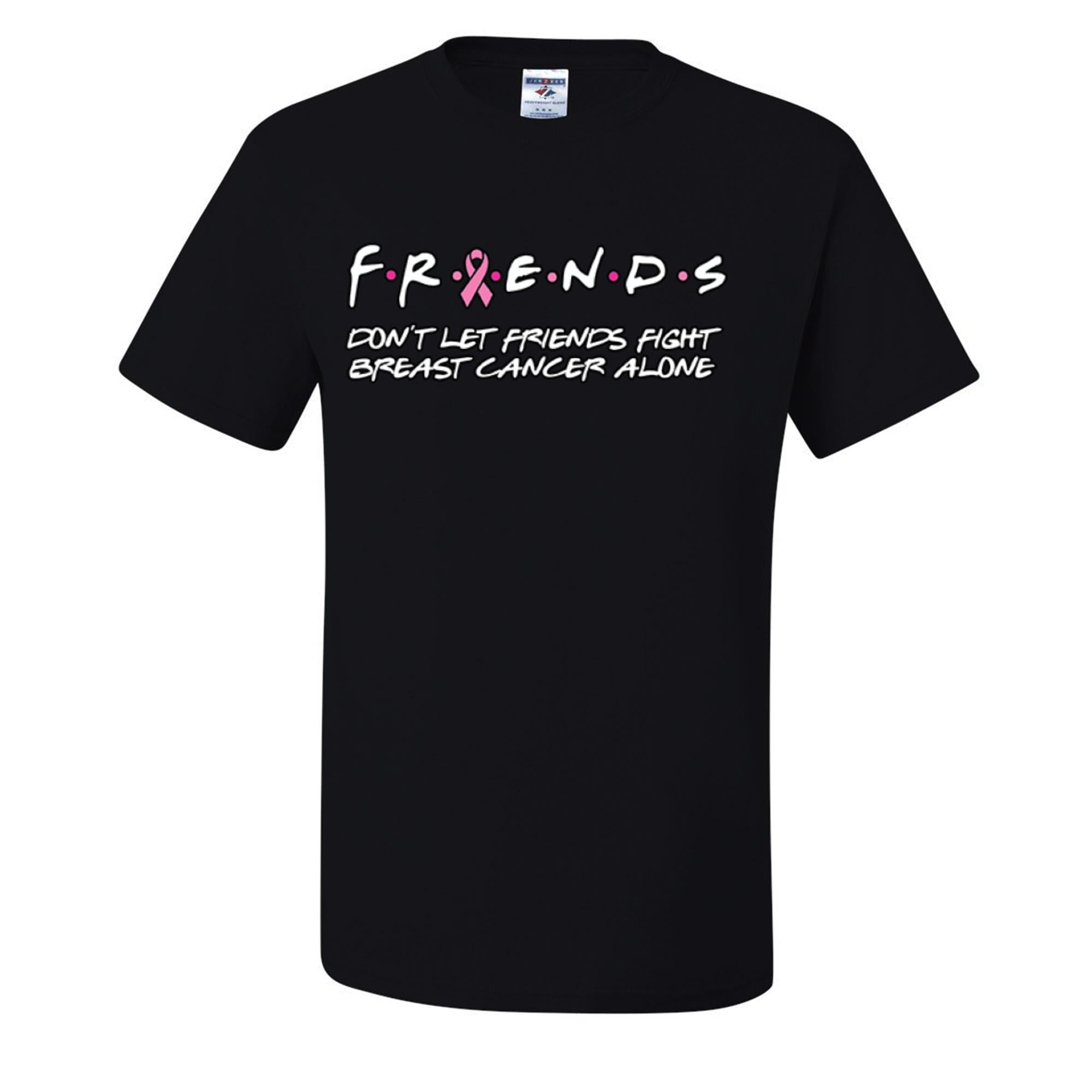 Wild Custom Apparel - Don't Let Friends Fight Breast Cancer Alone Graphic T-Shirt for Men | Breast Cancer Awareness Tee for Support & Fundraising Events