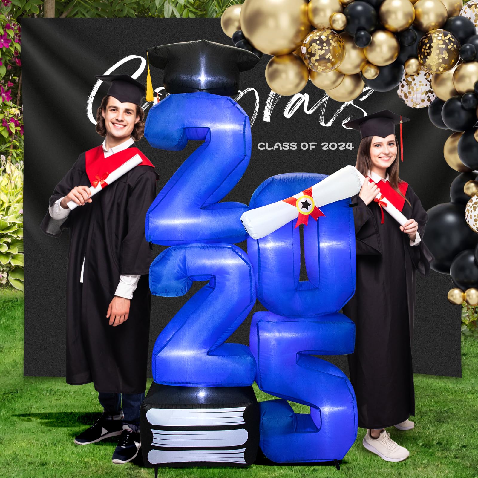 6.0 FT Inflatable Graduation Yard Sign - Class of 2025 Light Up Marquee Numbers - Outdoor Party Decor for High School, College, Kindergarten & Preschool - Perfect for Backyard Celebrations, Graduation Photos & Congratulatory Displays
