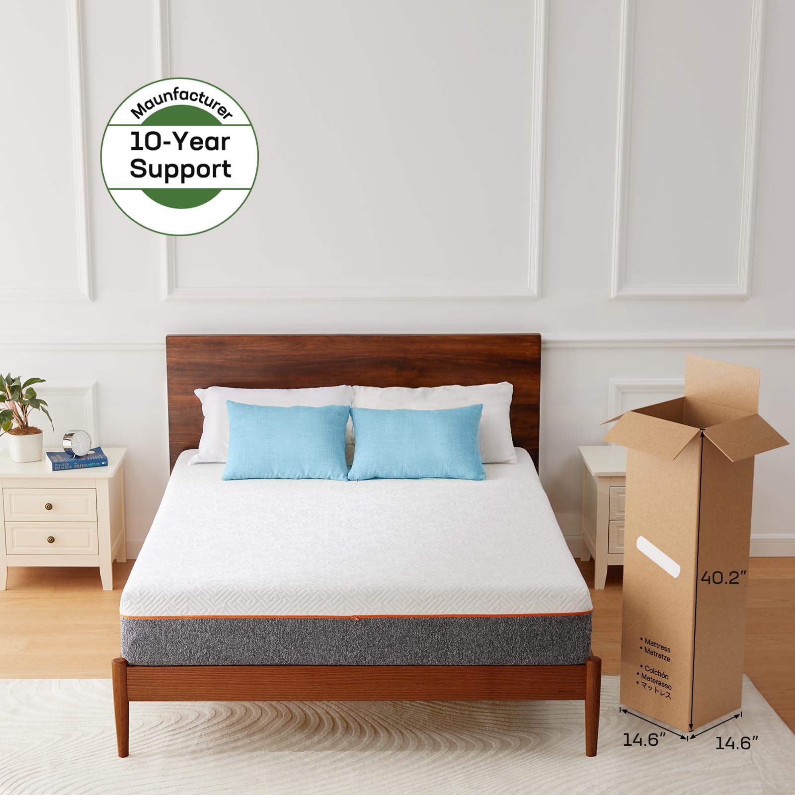 Marsail 6-inch Twin Gel Memory Foam Mattress - Medium Firm Mattress in a Box for Pressure Relief & Back Support - Breathable Cooling Bed Mattress with Removable Zippered Cover - Perfect for Guest Rooms, Dorms, and Small Spaces