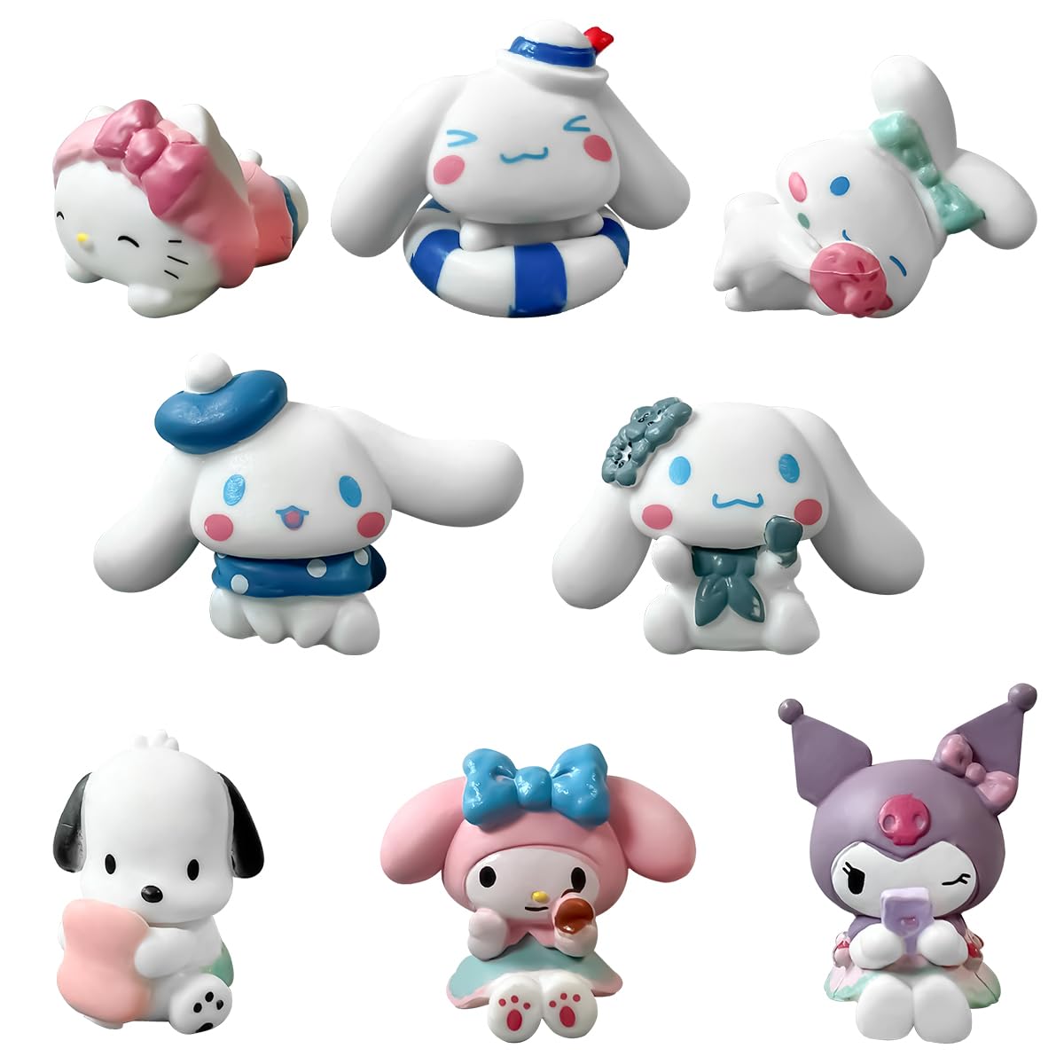 8Pcs Kuromi & Cinnamoroll Cake Toppers - White Birthday Party Decorations for Sanrio Themed Cakes, Cupcakes & Desserts - Perfect for Girls' Birthday Parties, Baby Showers & Celebrations