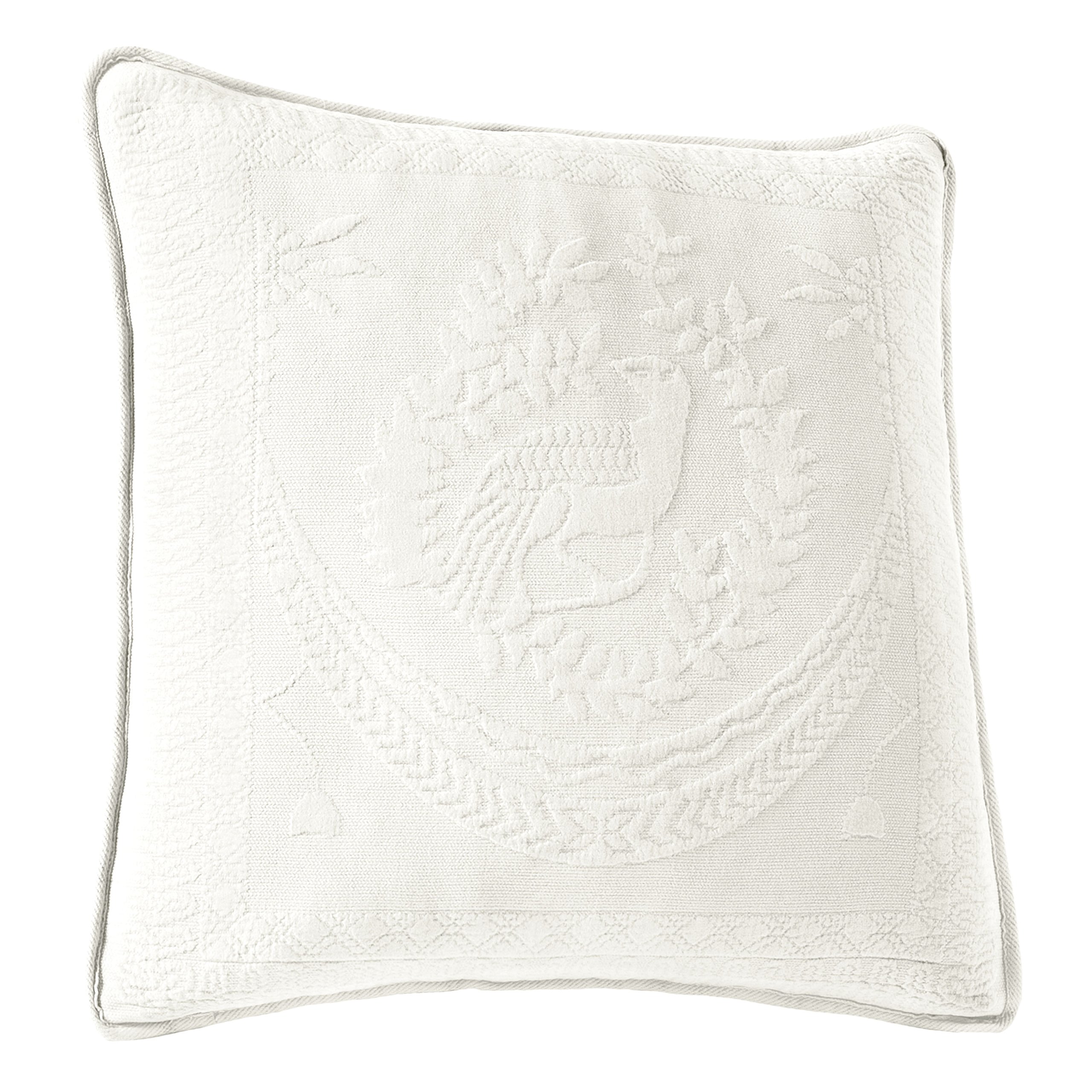 King Charles 13989BEDDKNGWHI Luxury Matelasse Bedspread Set - King Size Bedding with Matching King Shams, 26x26 Euro Shams & 20x20 Decorative Pillow in White - Perfect for Master Bedroom Decor & Guest Room Elegance
