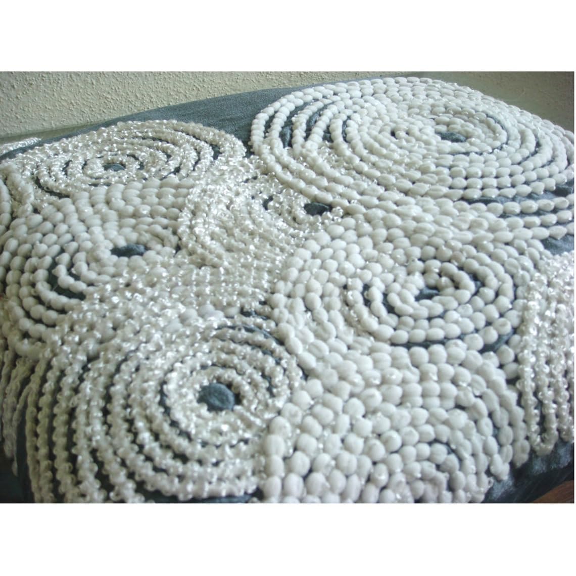 Blue Spiral Pompom Lace Decorative Pillow Cover 20x20 Inch - Geometric Square Silk Cushion Case for Sofa, Bed & Home Decor | Snow Centric Design