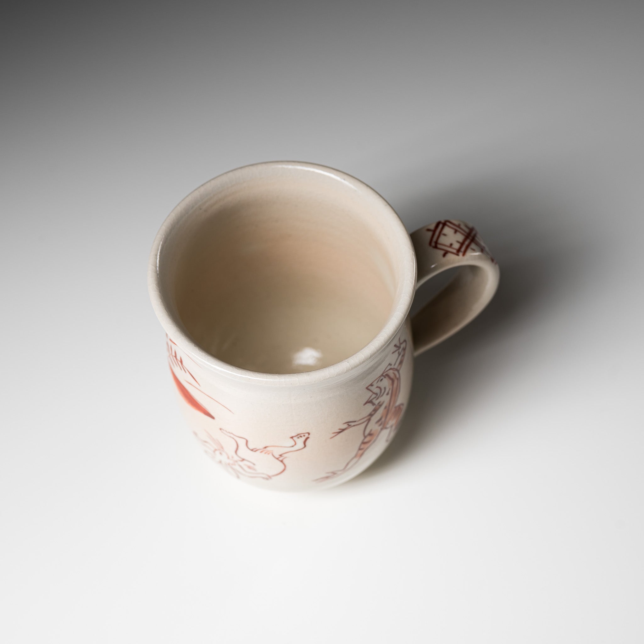 Handmade Kyo Kiyomizu Ware Ceramic Mug - Gohon Kozanji Red - Authentic Japanese Tea Cup for Matcha, Coffee & Home Decor