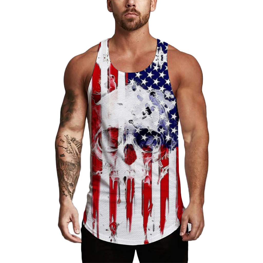 Breathable Mesh Workout Vest for Men - Lightweight Sleeveless Gym Shirt for Bodybuilding, Running & Training - Moisture-Wicking Athletic Tank Top for Summer Fitness & Independence Day Sports