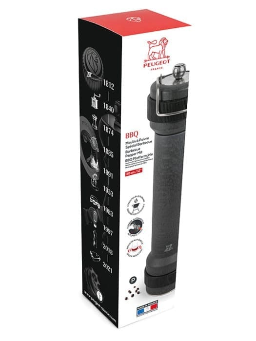 Premium Peugeot BBQ Pepper Mill - Graphite 12 Inch Grinder for Steak, Burgers & Outdoor Cooking | Durable French Salt and Pepper Grinder for Kitchen, Camping & Grilling Accessories