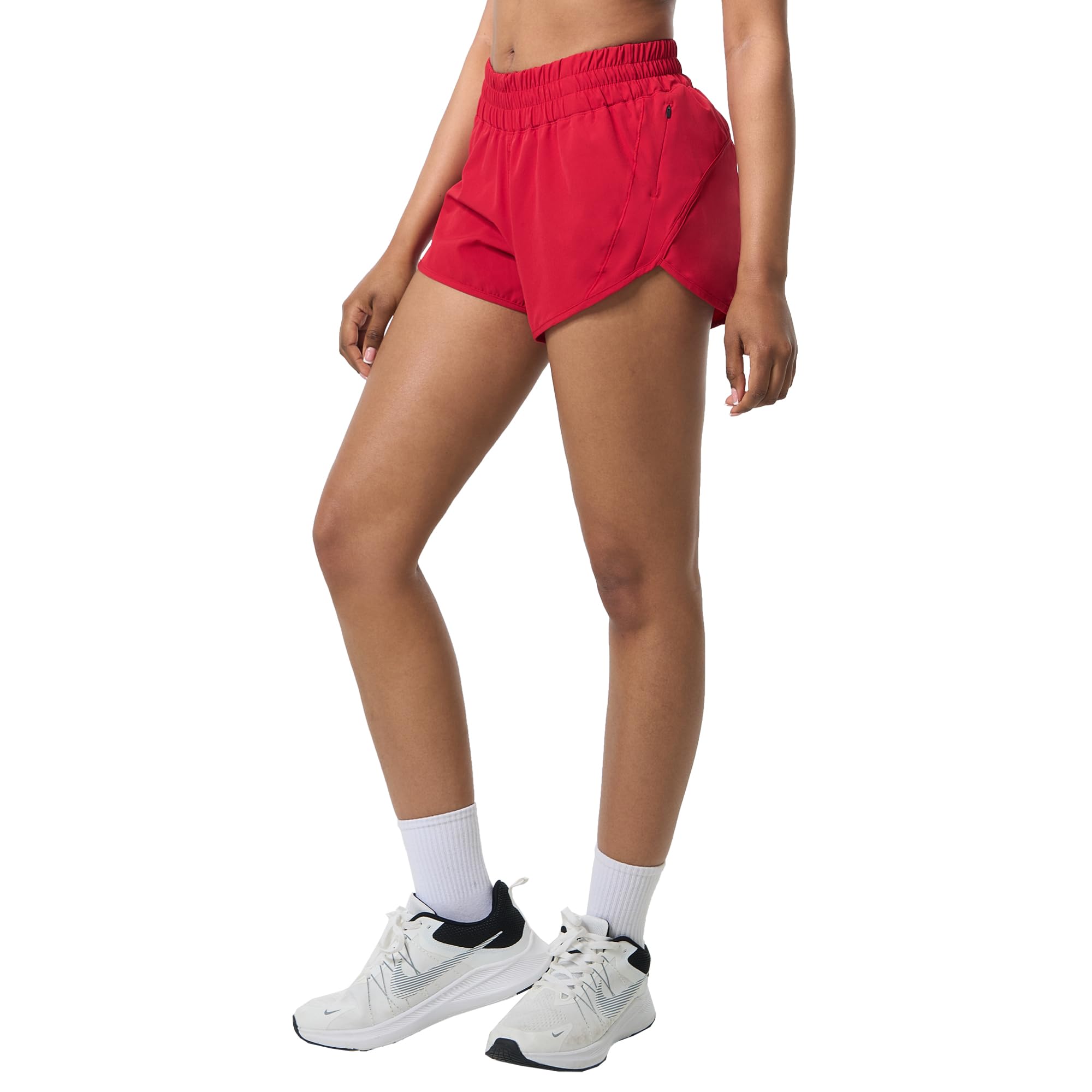 **Aurefin Women's Quick Dry Athletic Shorts - Elastic Waist & Zip Pockets - Perfect for Running, Workouts & Sports Activities**