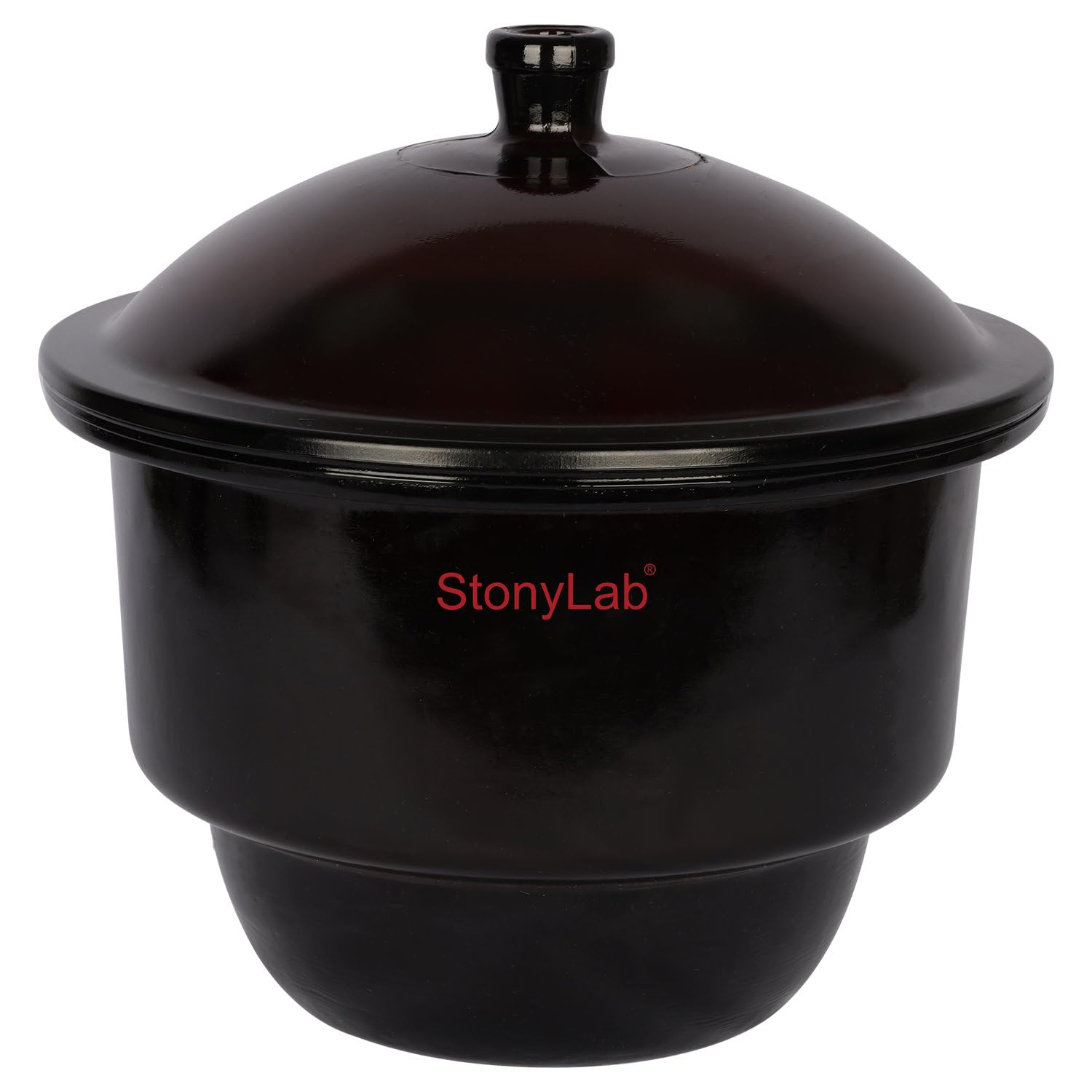 Stonylab 11.81 Inch Amber Glass Desiccator Jar with Knob Cover & Porcelain Plate - Lab Desiccator for Drying, Moisture Control & Laboratory Research | Ideal for Chemical Storage, Herb Drying & Scientific Experiments
