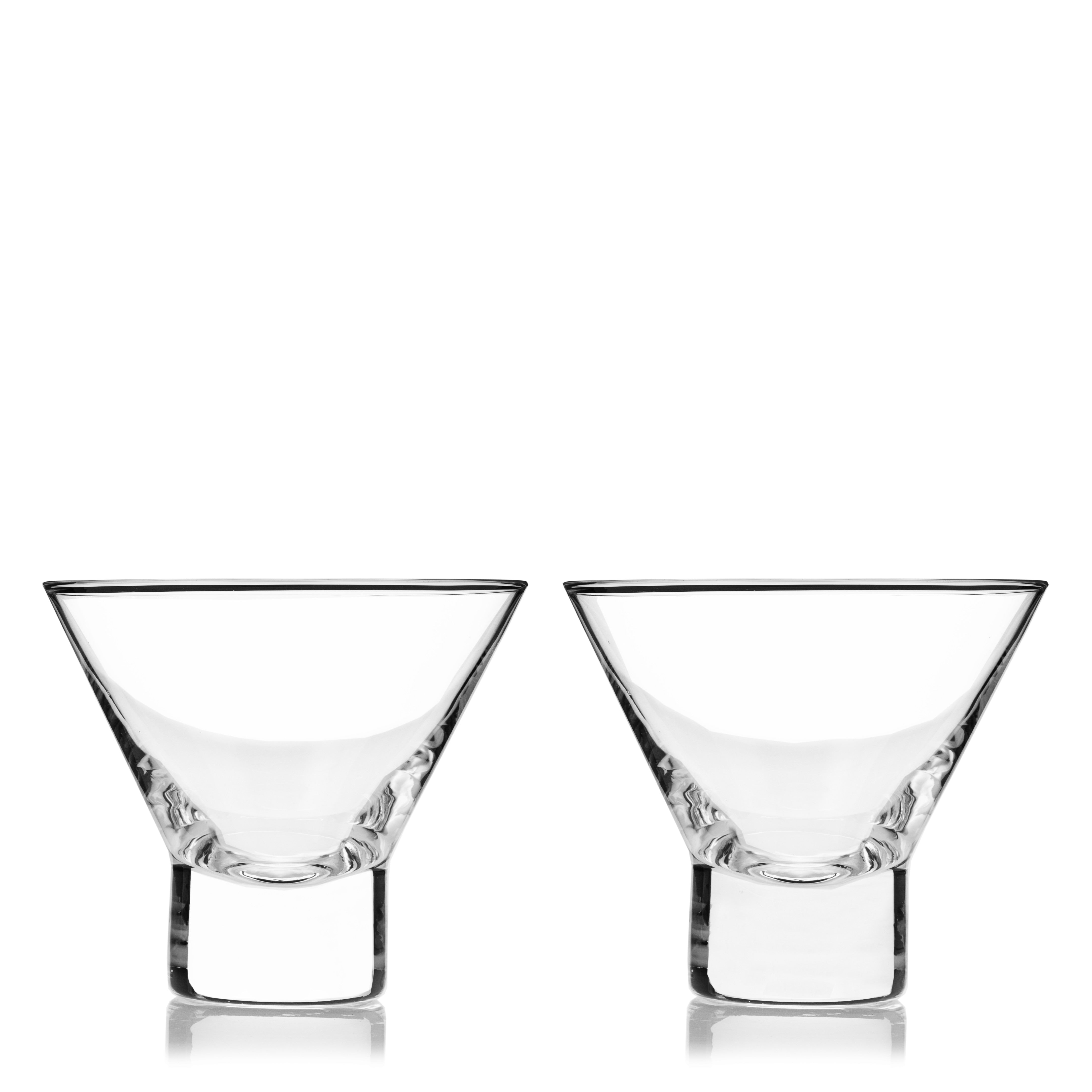 Premium Raye Heavy Base Crystal Stemless Martini Glasses - Set of 2 Elegant Modern Cocktail Glasses for Martini, Margarita, Whiskey & Wine - Perfect for Home Bar, Parties & Gifts