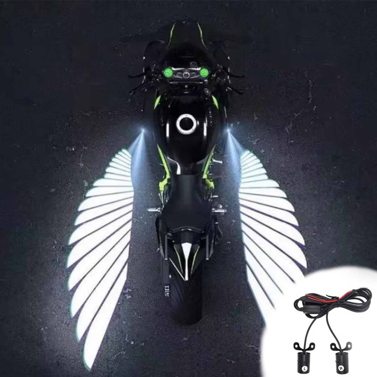 Universal Motorcycle LED Logo Light - Waterproof Angel Wing Projector for Scooters & EVs - Perfect Gift for Riders