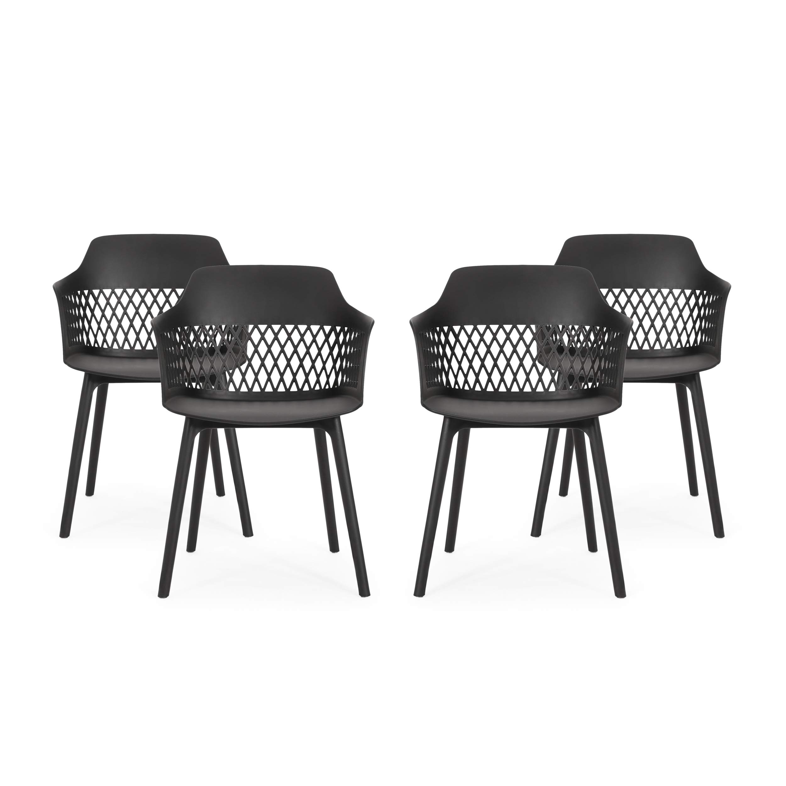 Christopher Knight Home Madeline Outdoor Dining Chairs (Set of 4) - Black Patio Furniture for Garden, Backyard, Poolside & Restaurant Use