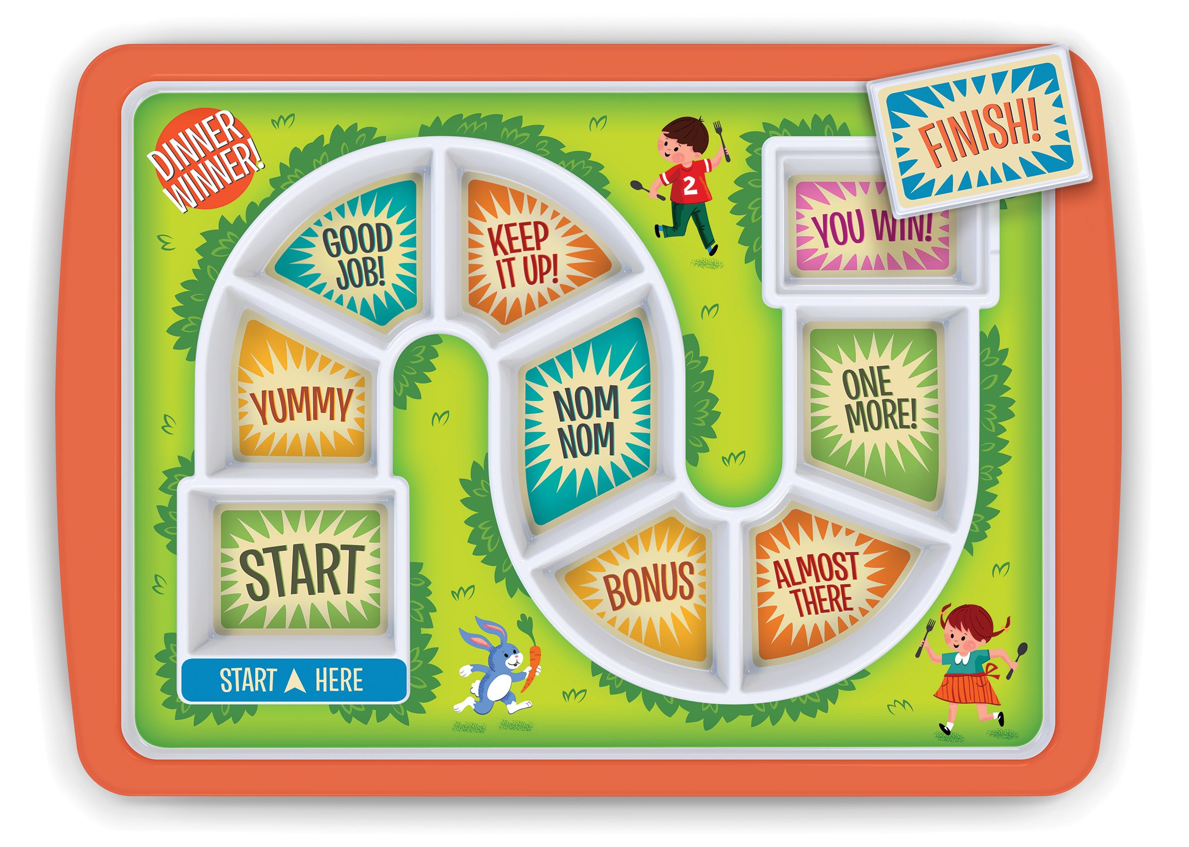 Genuine Fred DINNER WINNER Kids' Dinner Tray - Non-Slip Divided Plates for Toddlers & Children | Perfect for Mealtime, Travel & Daycare Use