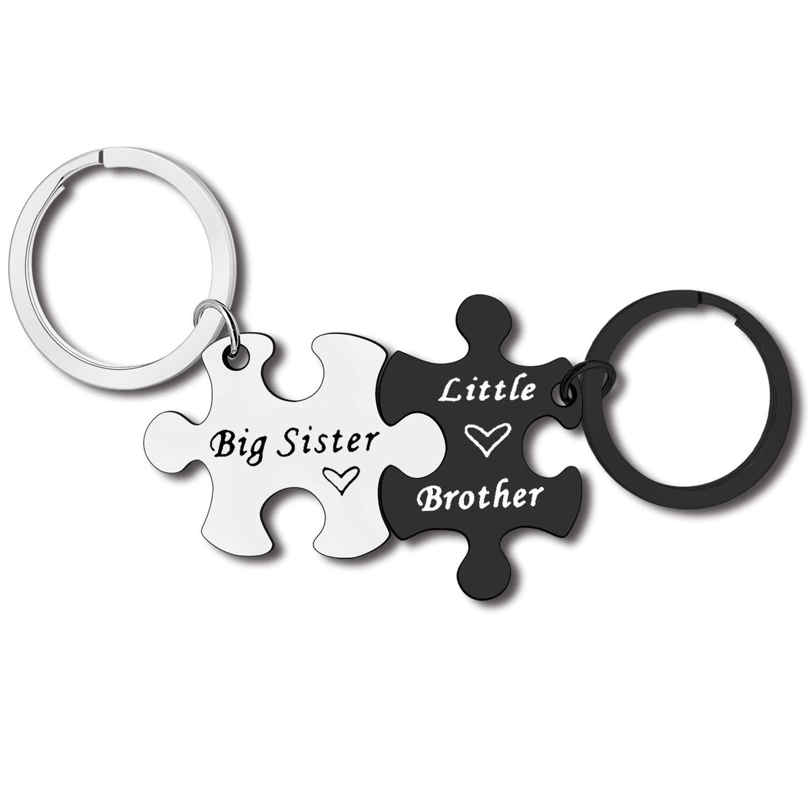 Brother and Sister Keychain Set - Matching Sibling Gifts for Big Sister & Little Brother - Personalized Keyrings for Family, Birthday, Graduation, Christmas - Perfect for Everyday Carry, Gifting & Keepsakes