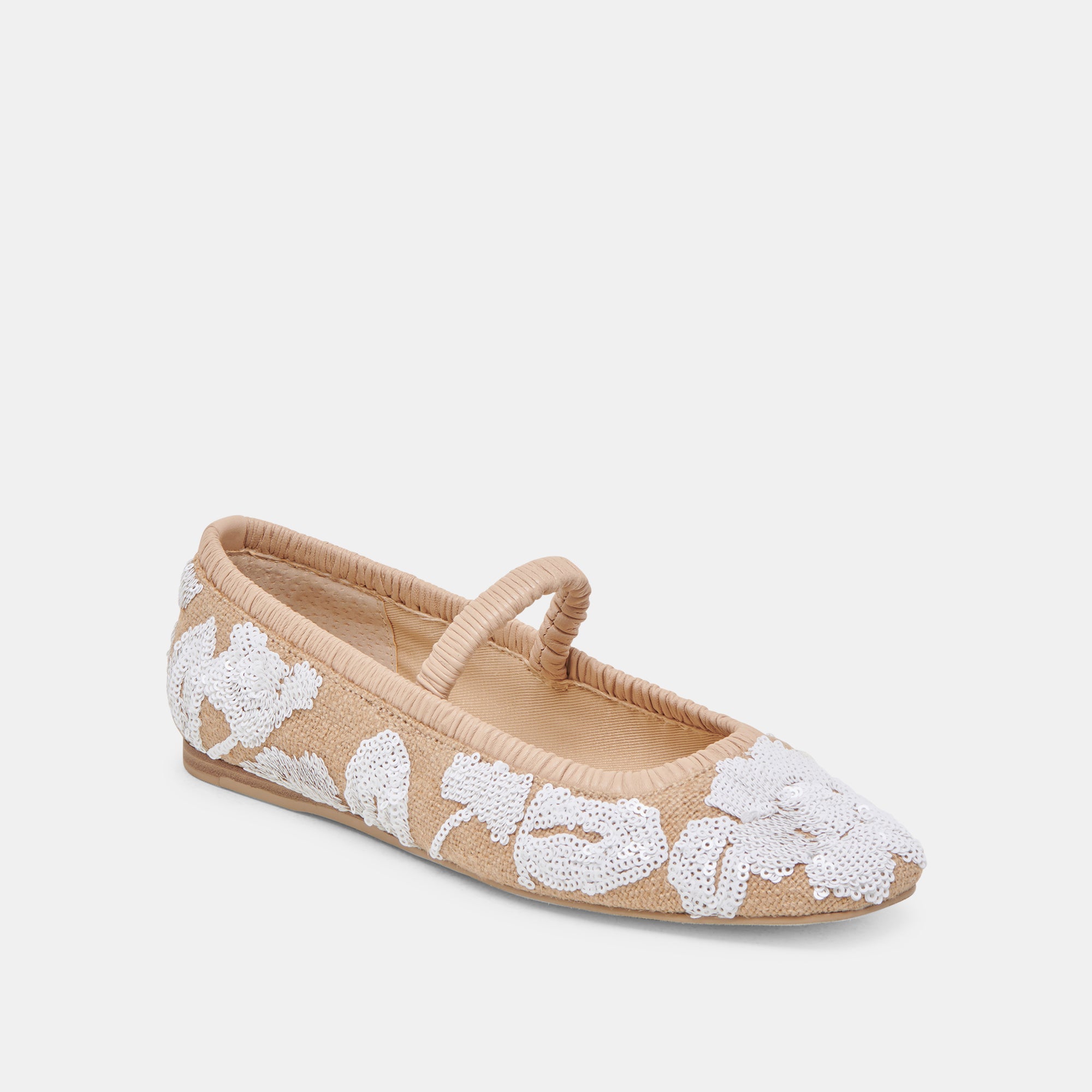 RHODIE Women's Ballet Flats - Natural Multi Floral Sequin Flat Shoes for Women | Comfortable & Stylish for Casual Wear, Office, and Special Occasions