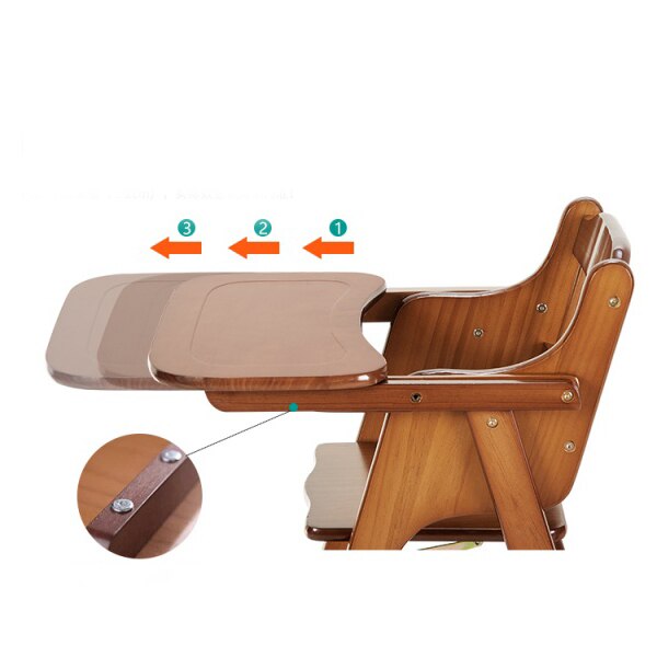 Wooden Baby High Chair - Adjustable Infant Feeding Chair for Safe & Comfortable Mealtime at Home or Restaurant