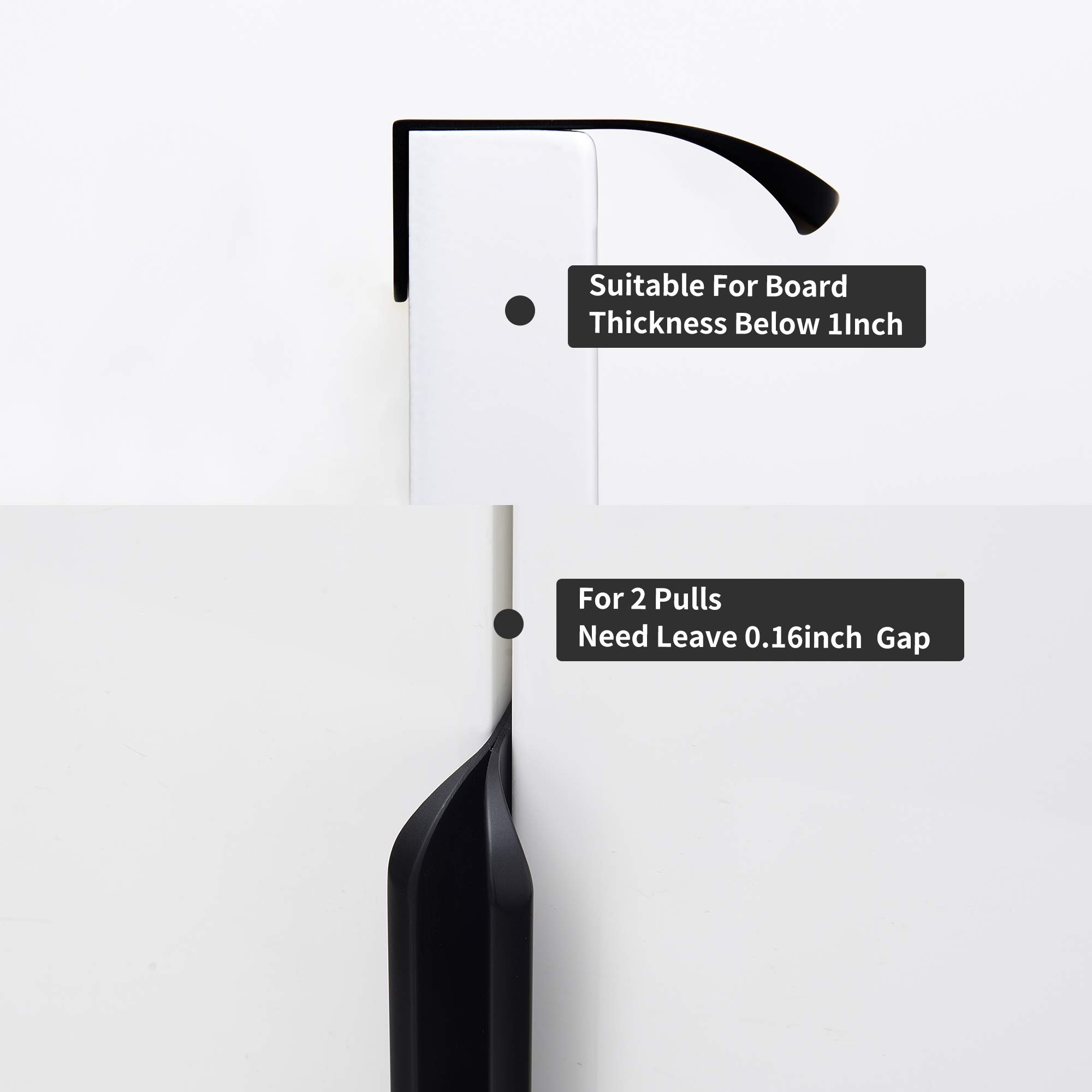 Satanga Edge Black Finger Pull - 5 Pack Aluminum Flat Hidden Back Mount Cabinet Handles for Kitchen & Home - 4.72