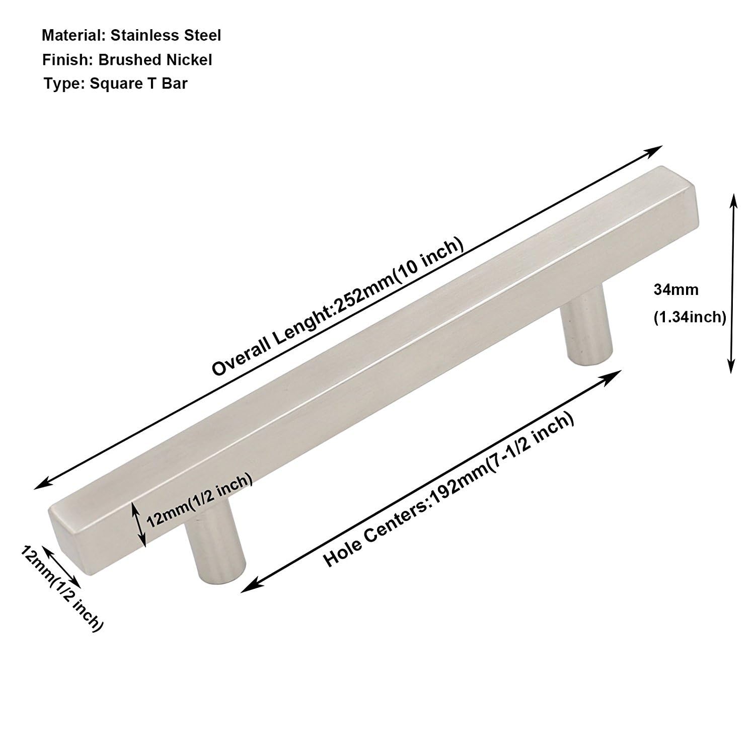 Modern Brushed Nickel Cabinet Pulls - Homdiy HD1212BSS 7.5