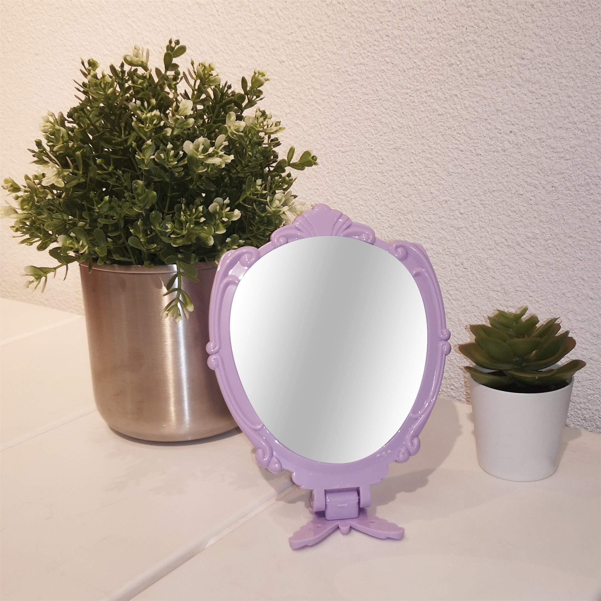 Embossed Butterfly Handheld Mirror with Folding Handle - Elegant Purple Princess Style Vanity Mirror for Girls | Perfect for Makeup, Travel & Bedroom Decor
